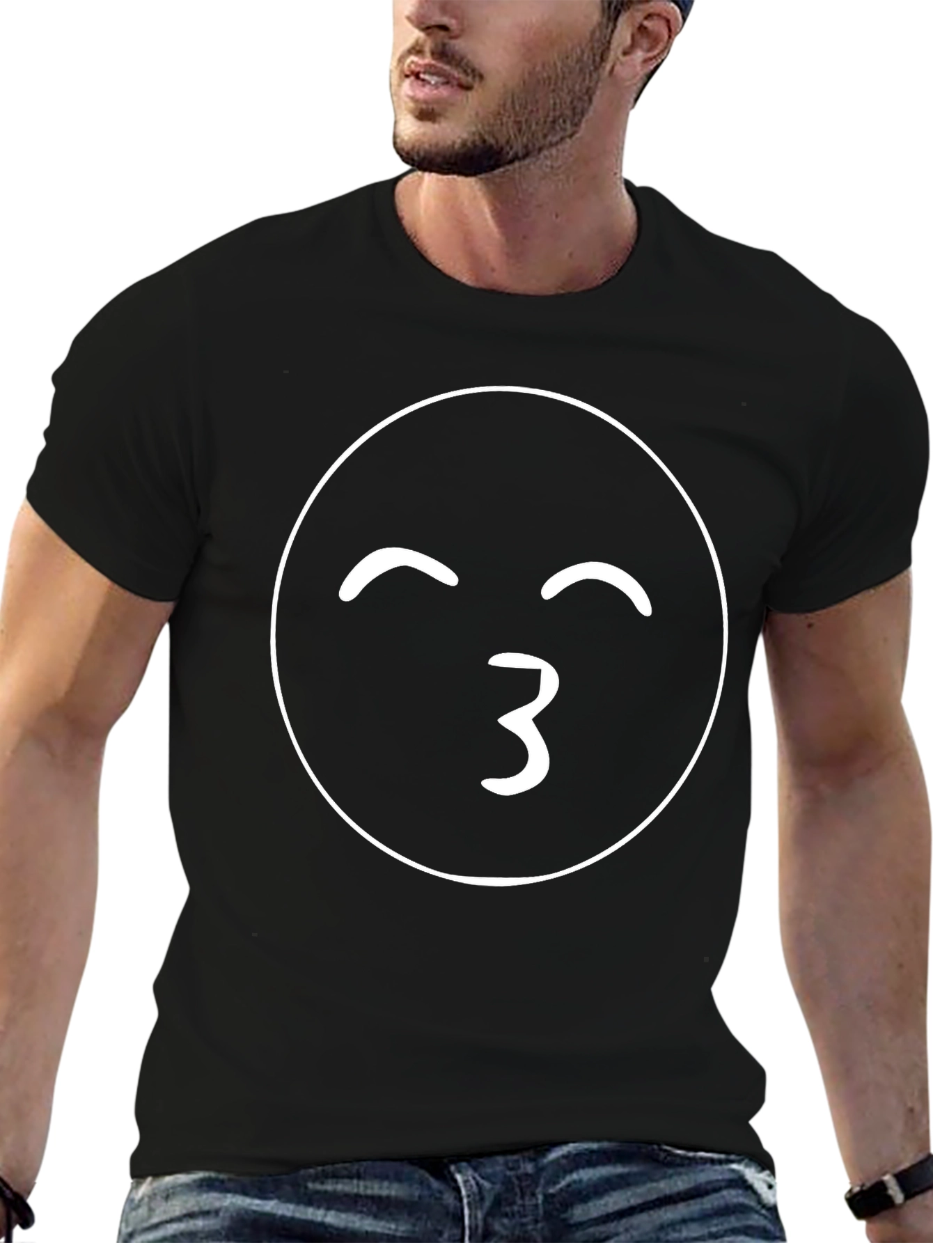 Kiss Emoji Black T-Shirt - Express Yourself!