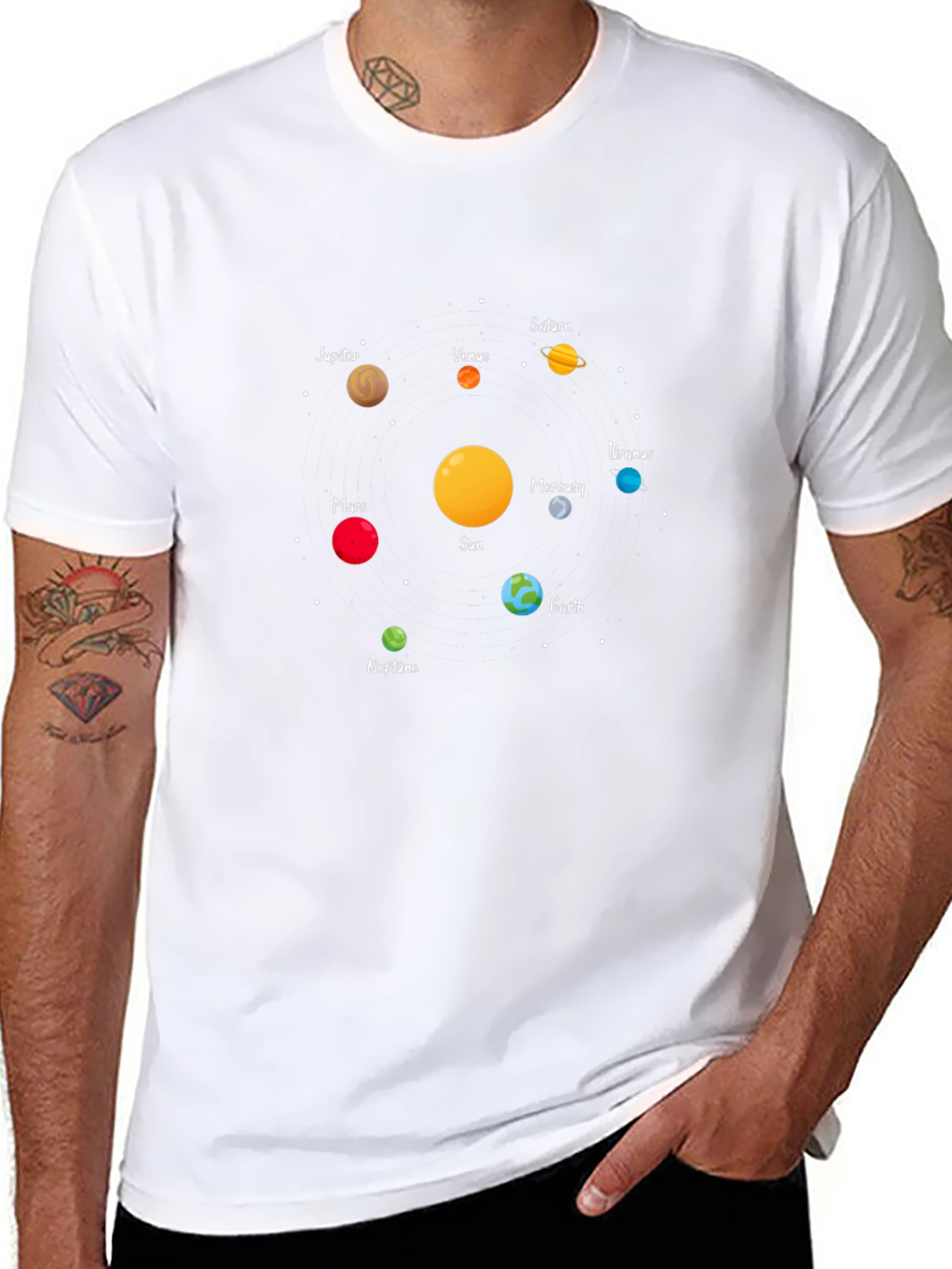Solar System Planets Graphic Tee - Black Unisex