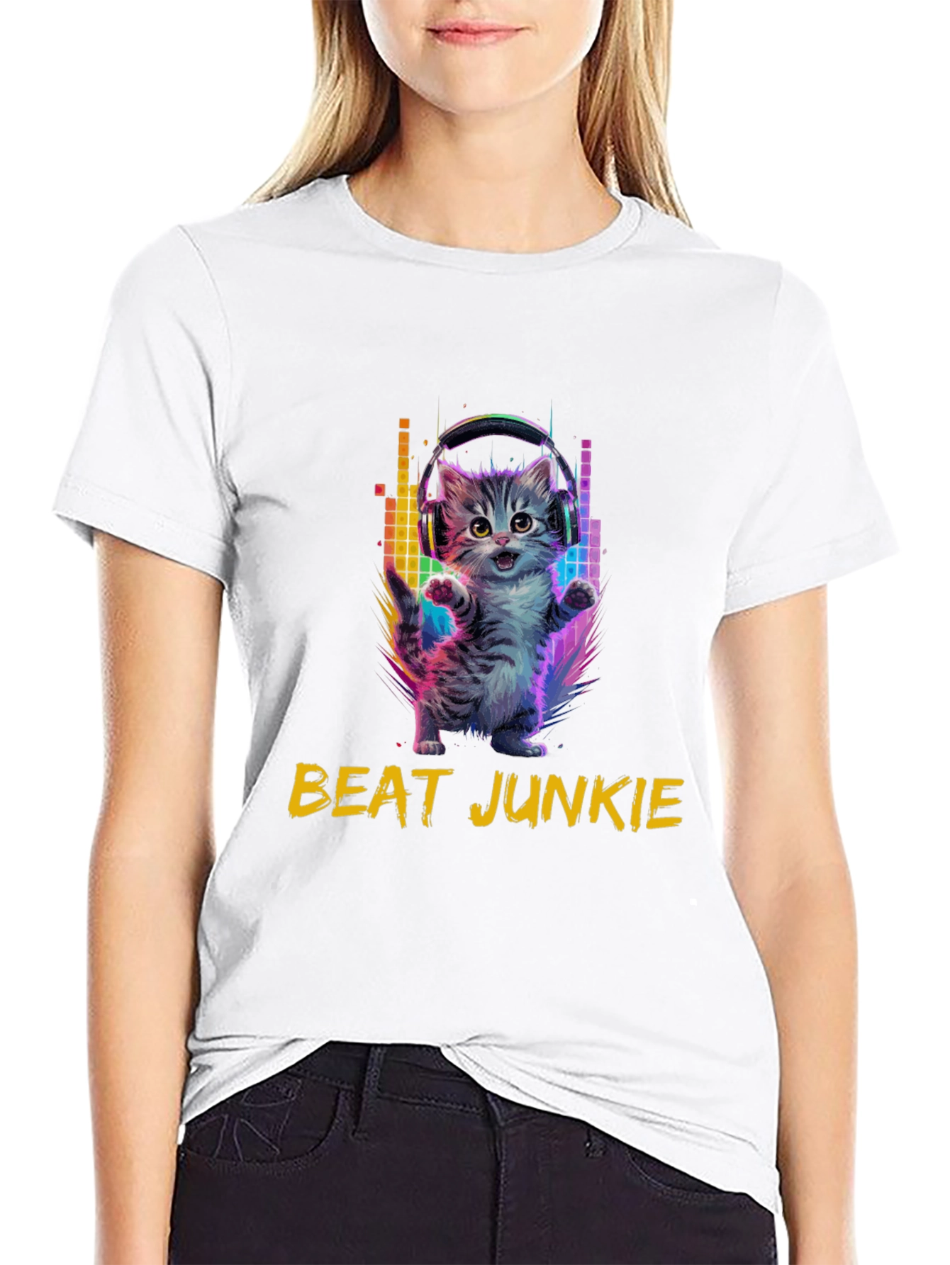 Beat Junkie Kitten T-Shirt - Music Lover Tee