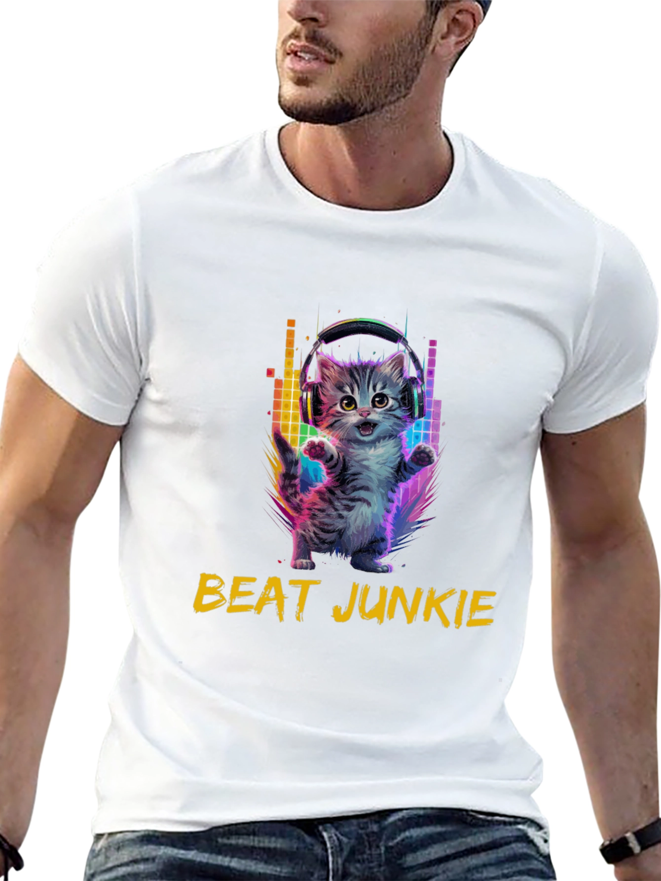 Beat Junkie Kitten T-Shirt - Music Lover Tee