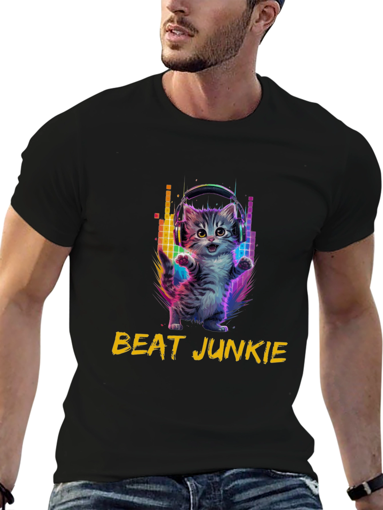 Beat Junkie Kitten T-Shirt - Music Lover Tee