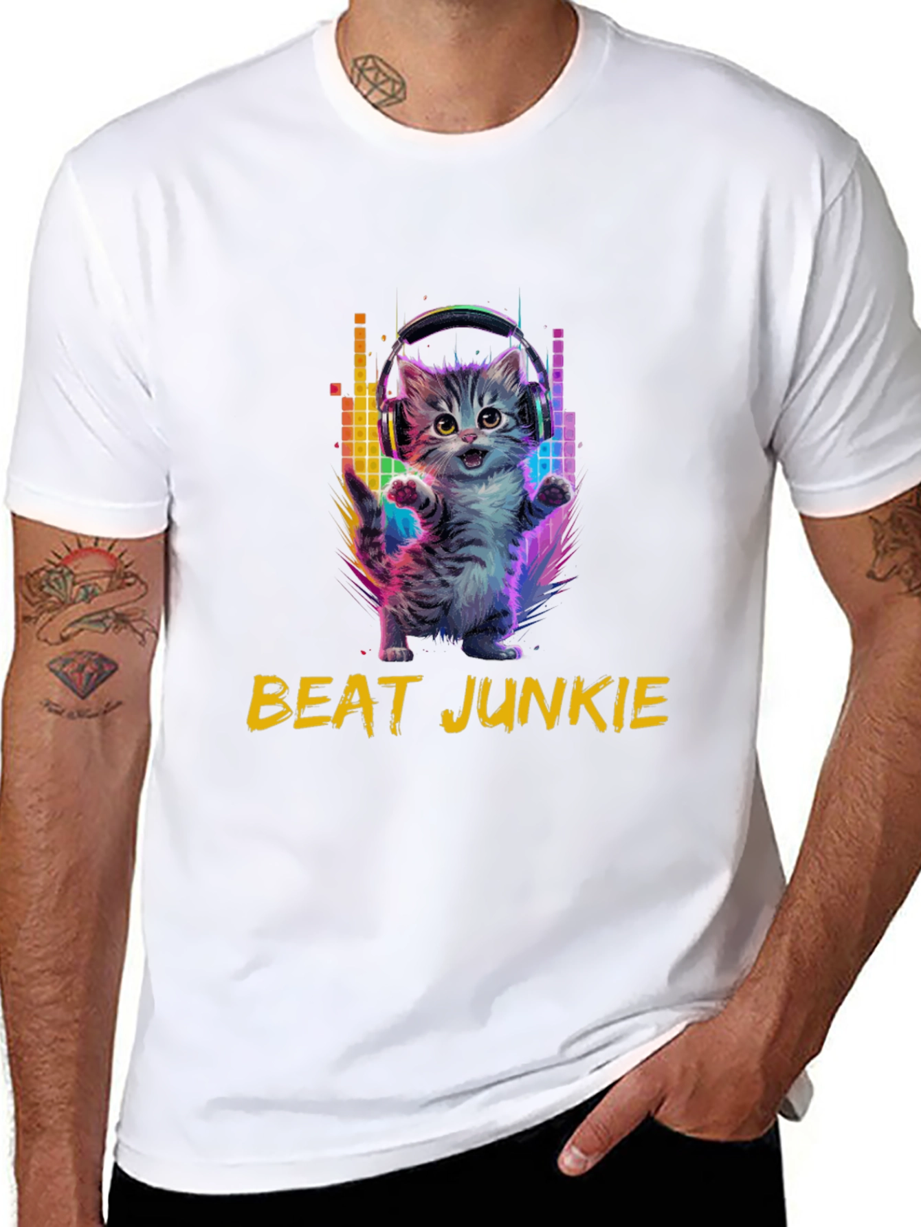 Beat Junkie Kitten T-Shirt - Music Lover Tee