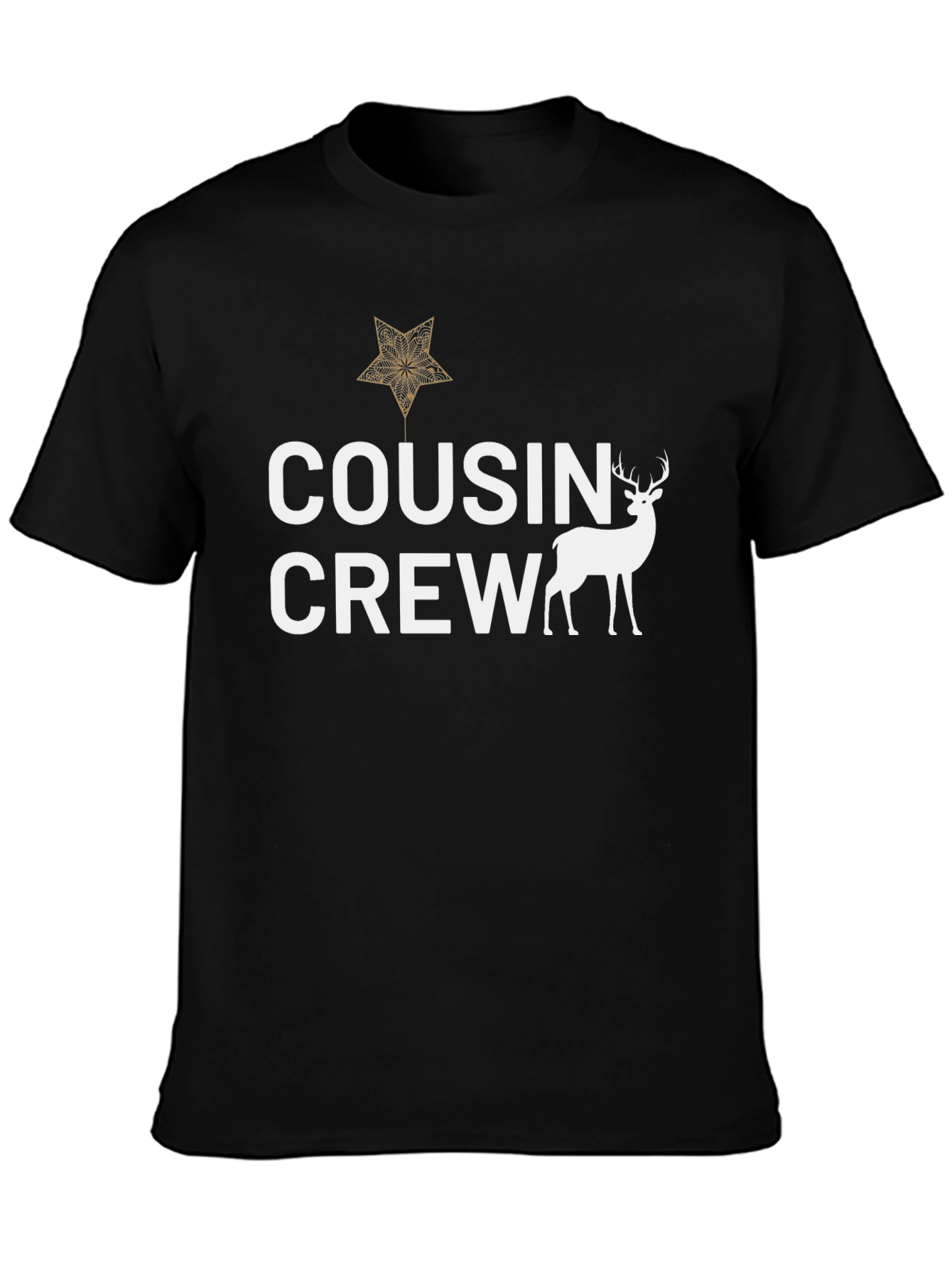 Cousin Crew Deer Graphic Tee - Black Cotton Shirt