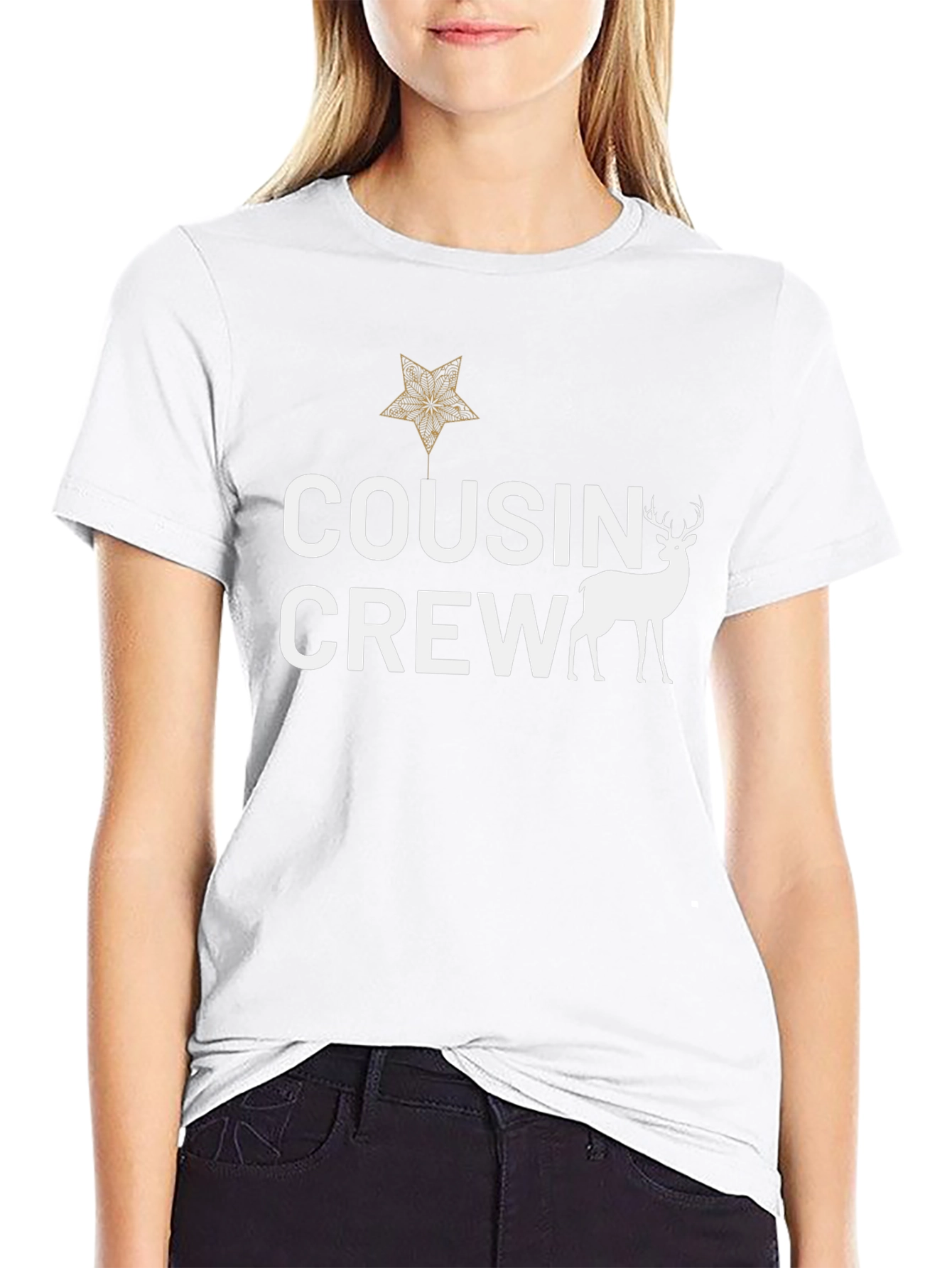 Cousin Crew Deer Graphic Tee - Black Cotton Shirt