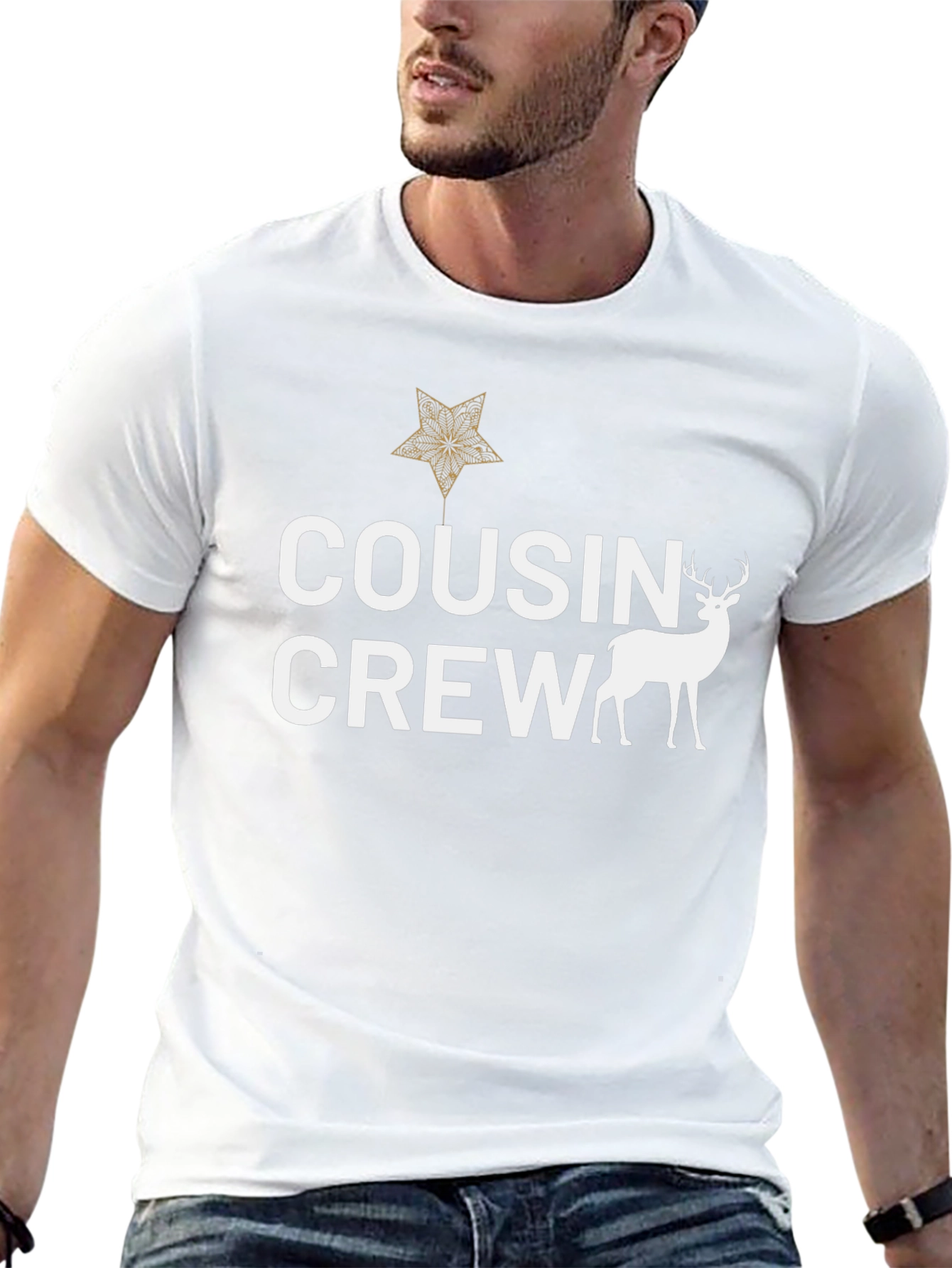 Cousin Crew Deer Graphic Tee - Black Cotton Shirt