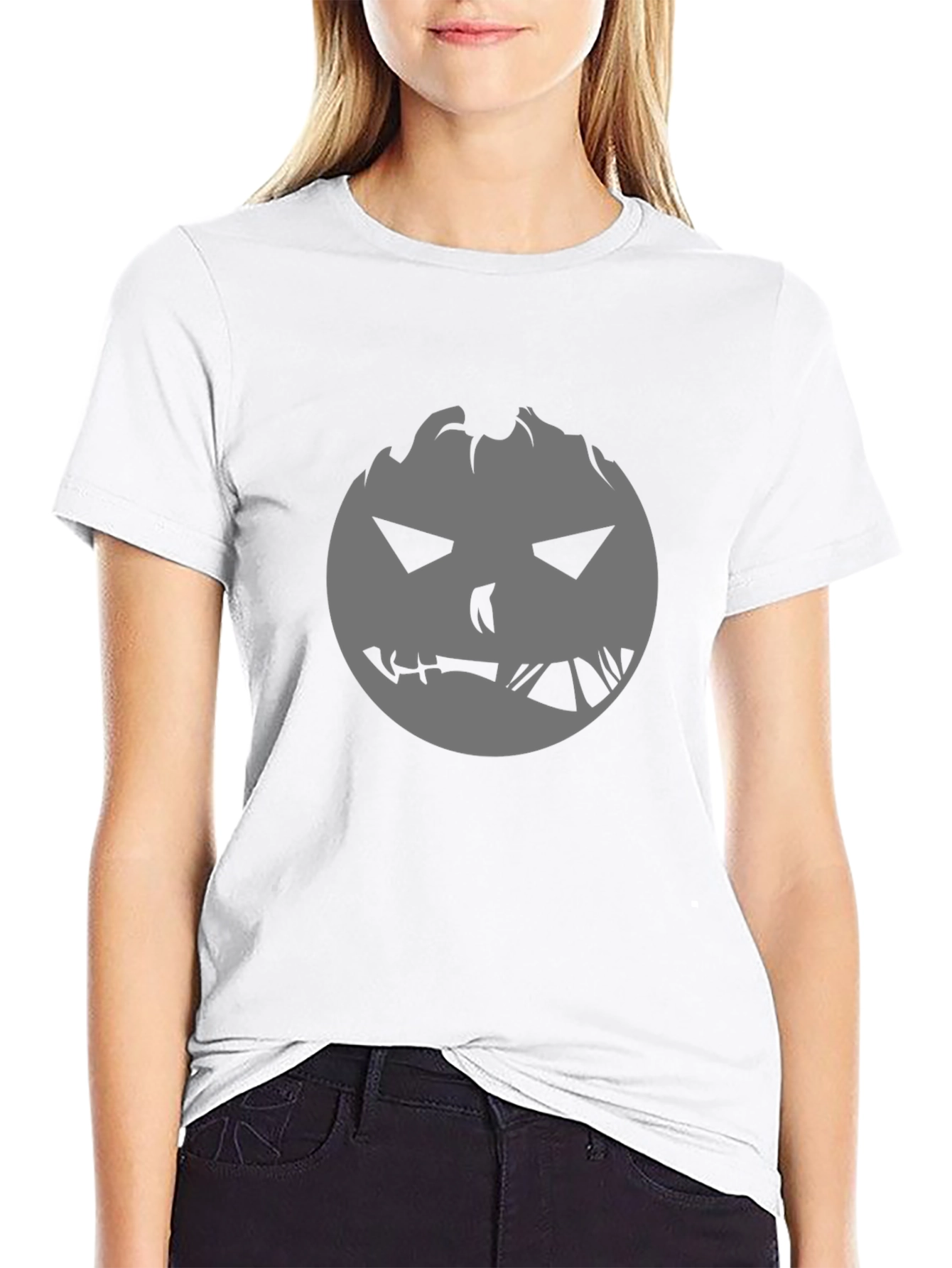 Spooky Pumpkin Face Graphic Tee - Halloween Ready