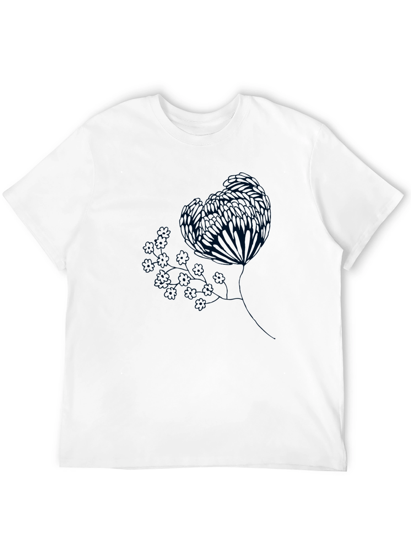 Black Tee with Floral Graphic Print