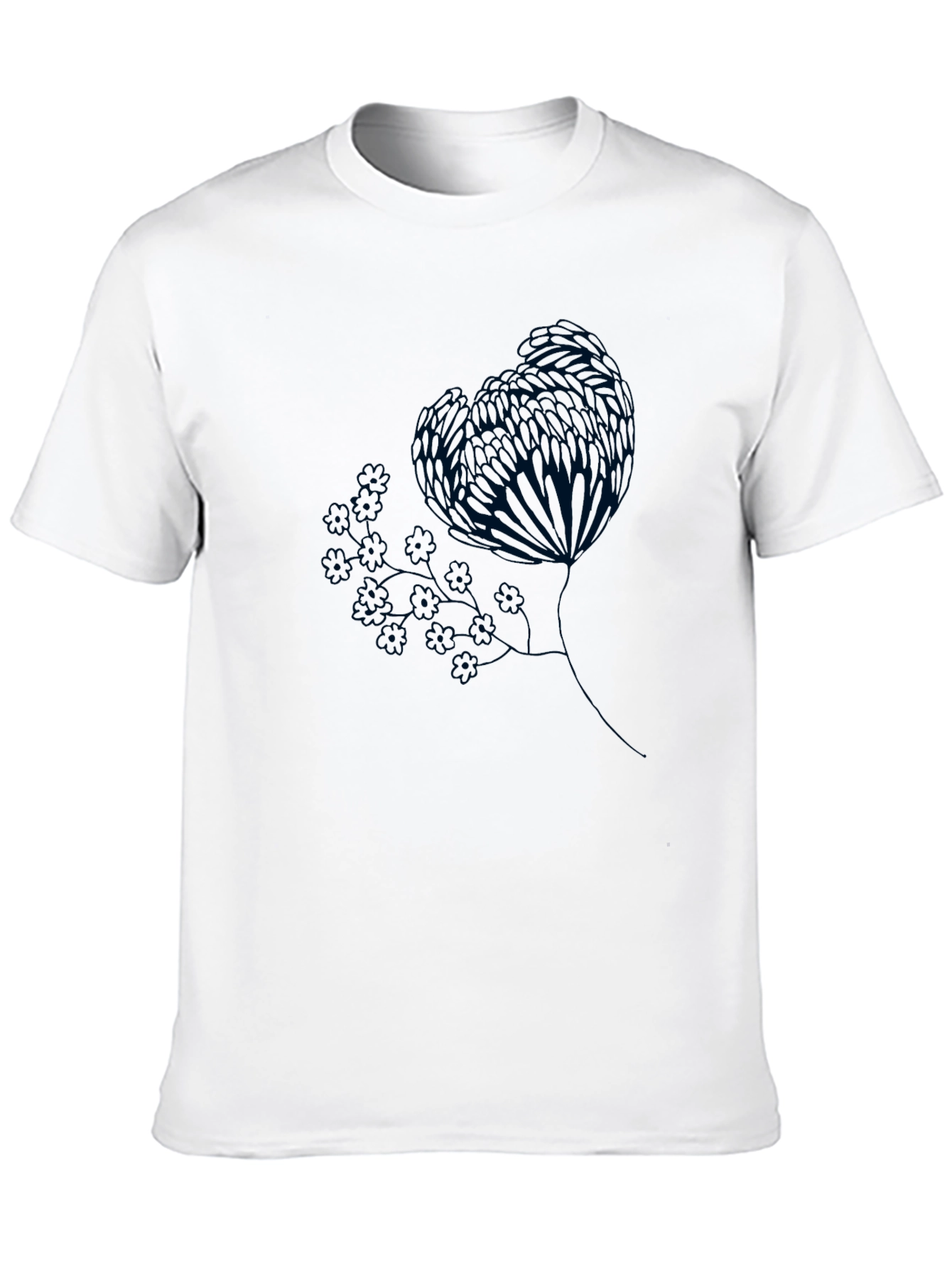 Black Tee with Floral Graphic Print