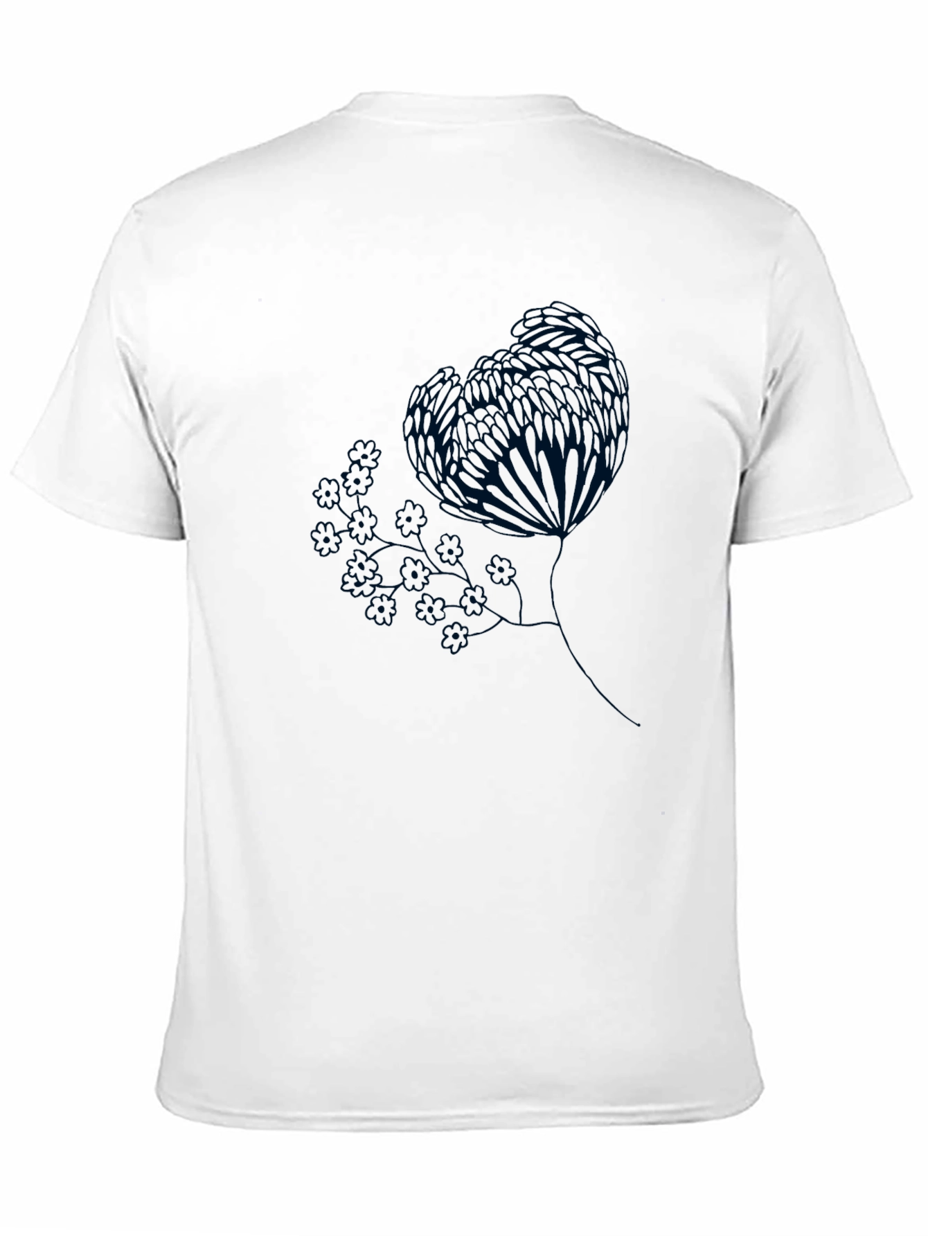 Black Tee with Floral Graphic Print