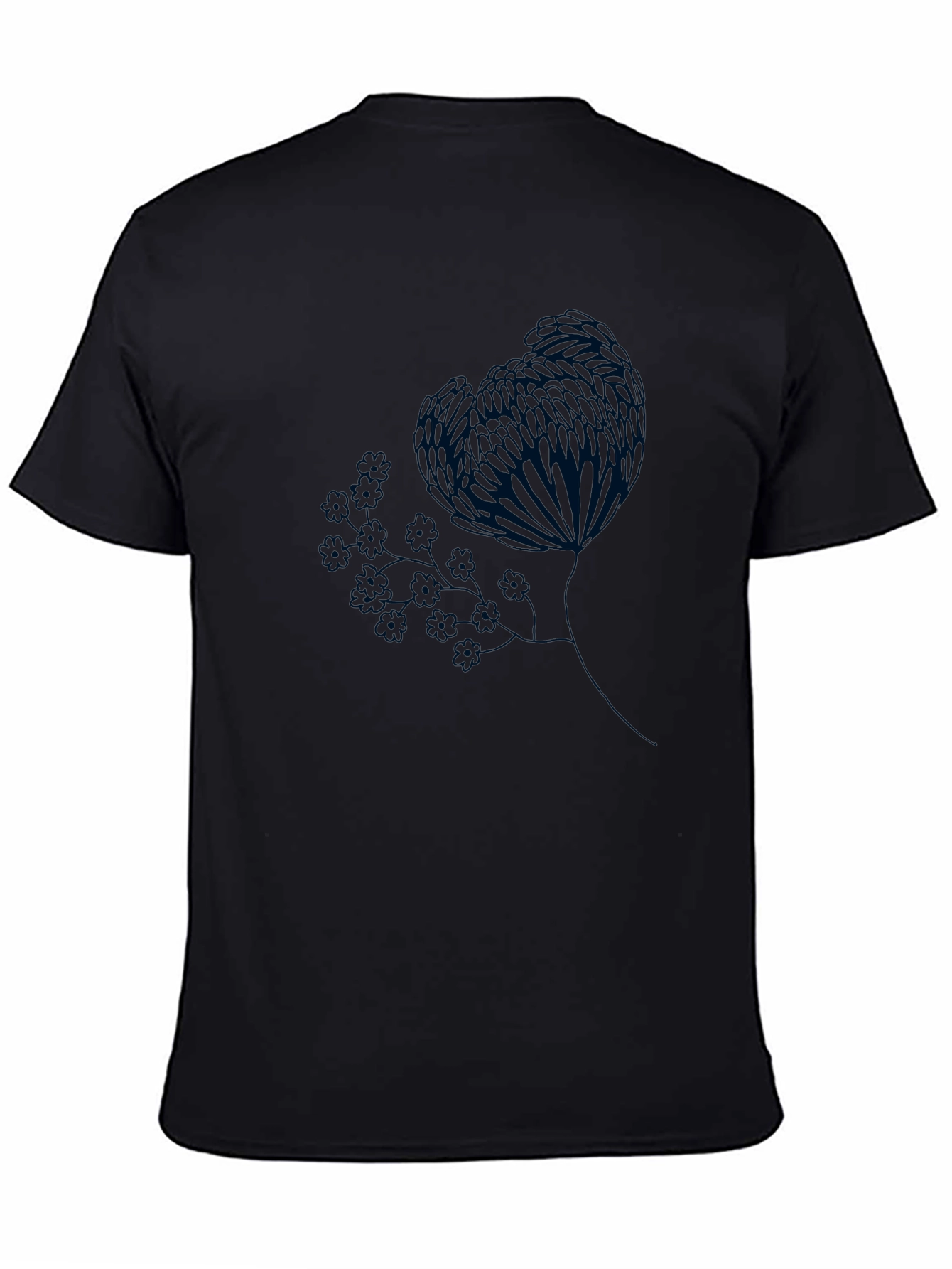 Black Tee with Floral Graphic Print