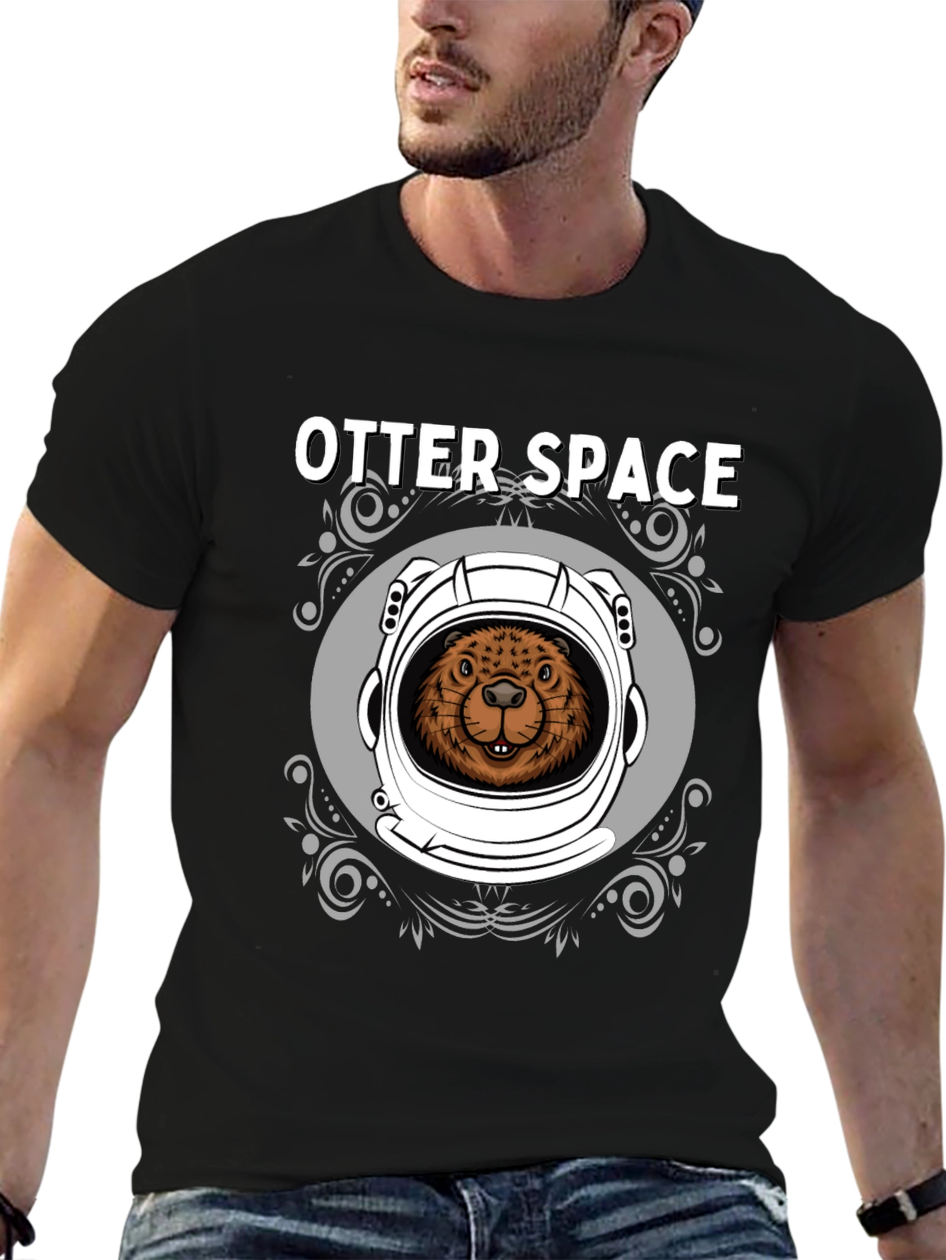 Otter Space Graphic T-Shirt - Mens Black Tee