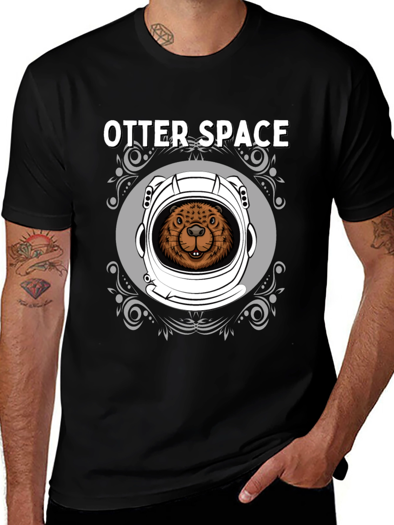 Otter Space Graphic T-Shirt - Mens Black Tee