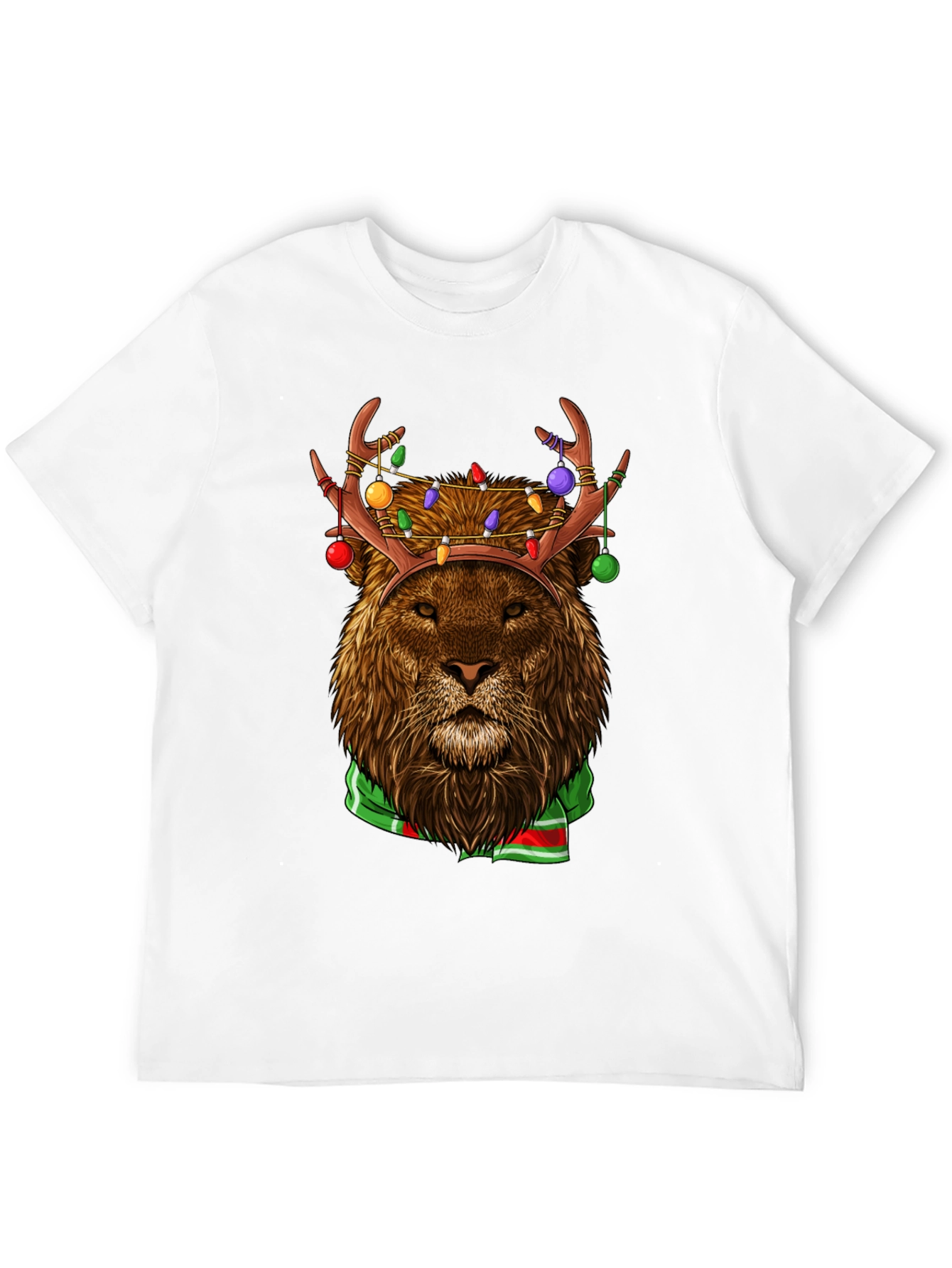 Festive Lion Graphic Tee - Holiday Apparel