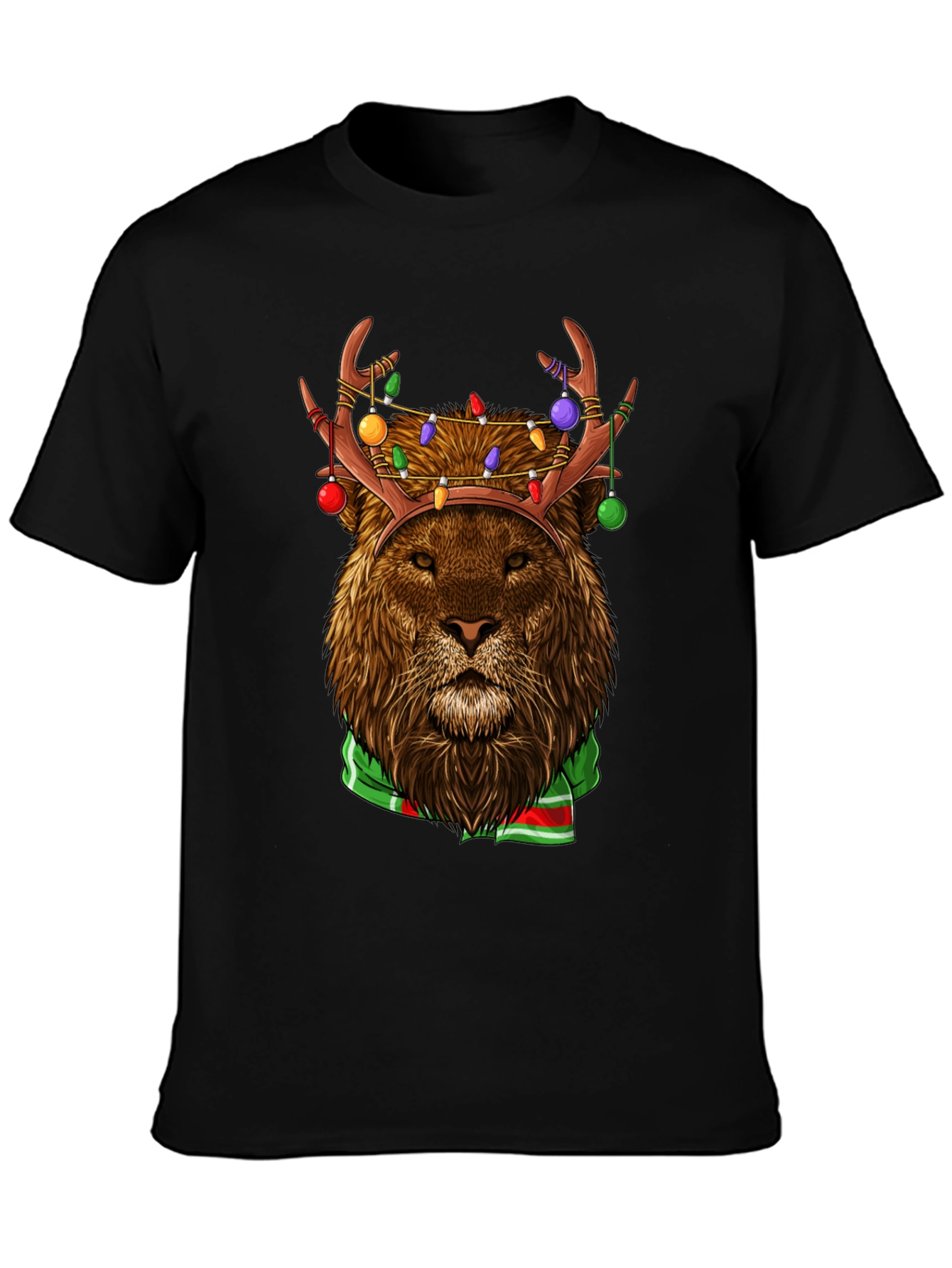Festive Lion Graphic Tee - Holiday Apparel