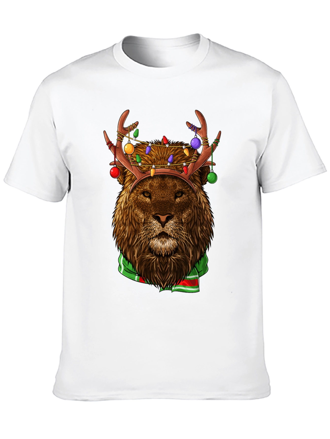 Festive Lion Graphic Tee - Holiday Apparel