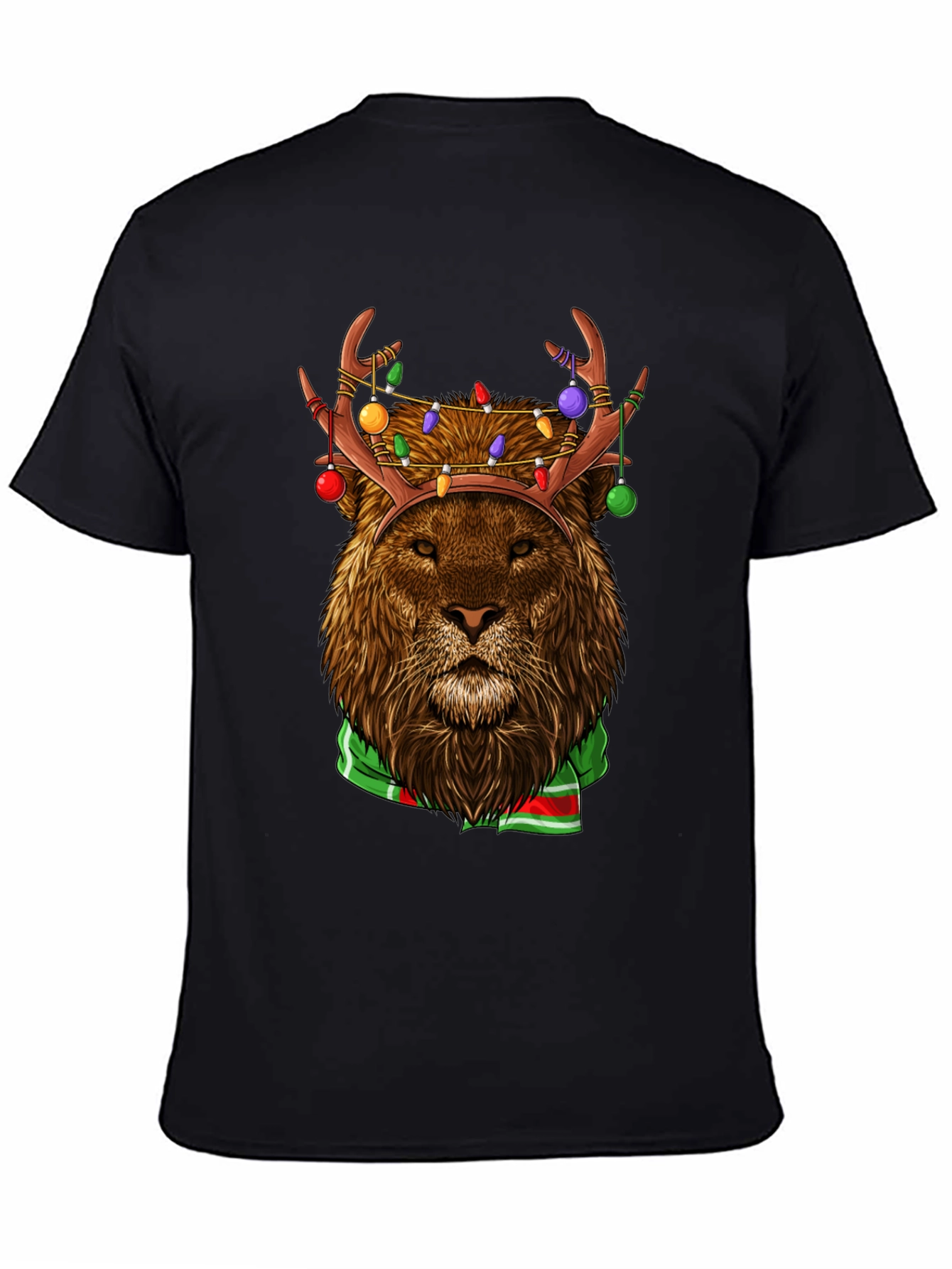 Festive Lion Graphic Tee - Holiday Apparel