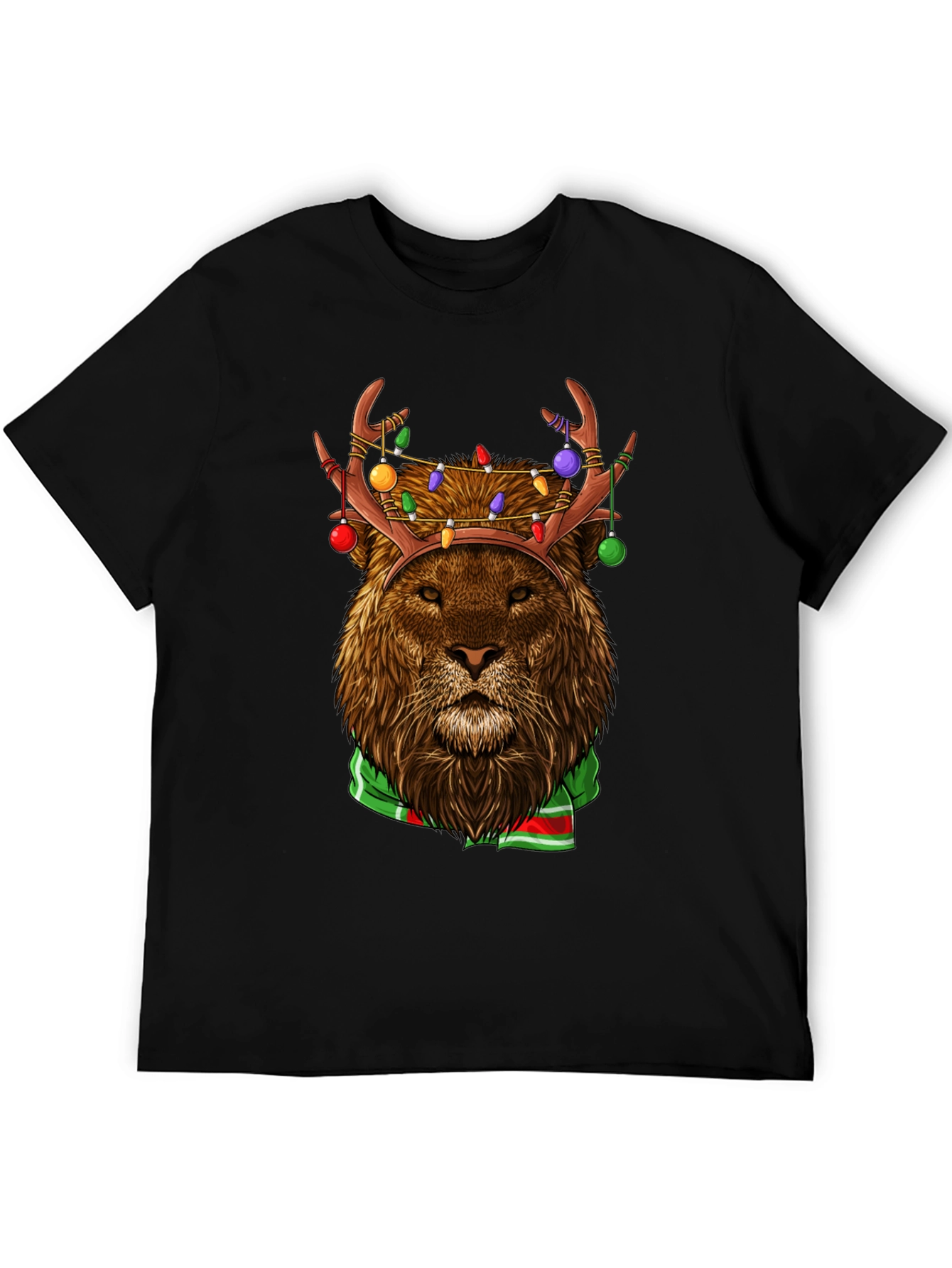 Festive Lion Graphic Tee - Holiday Apparel