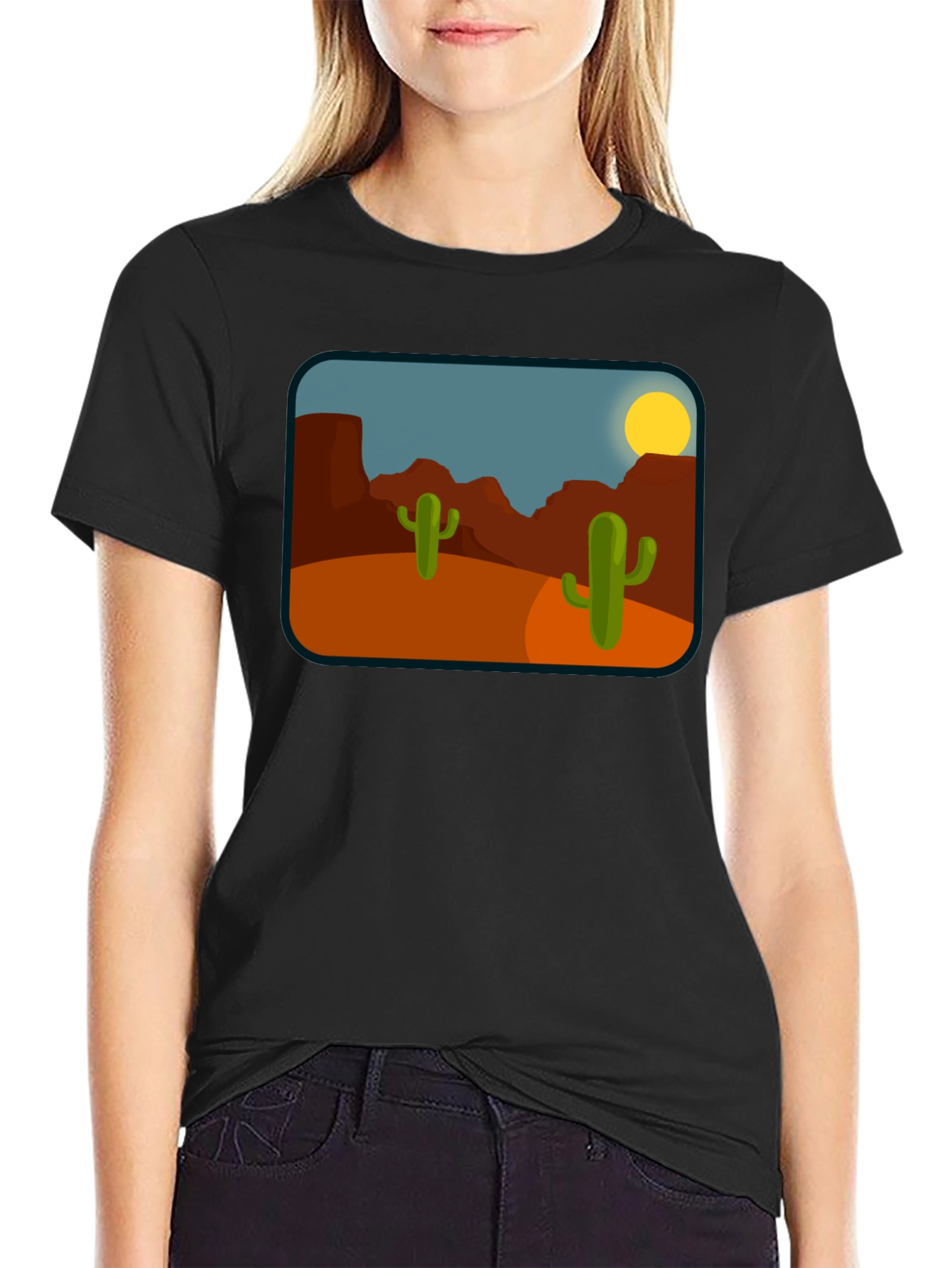 Desert Cactus Graphic T-Shirt - Black
