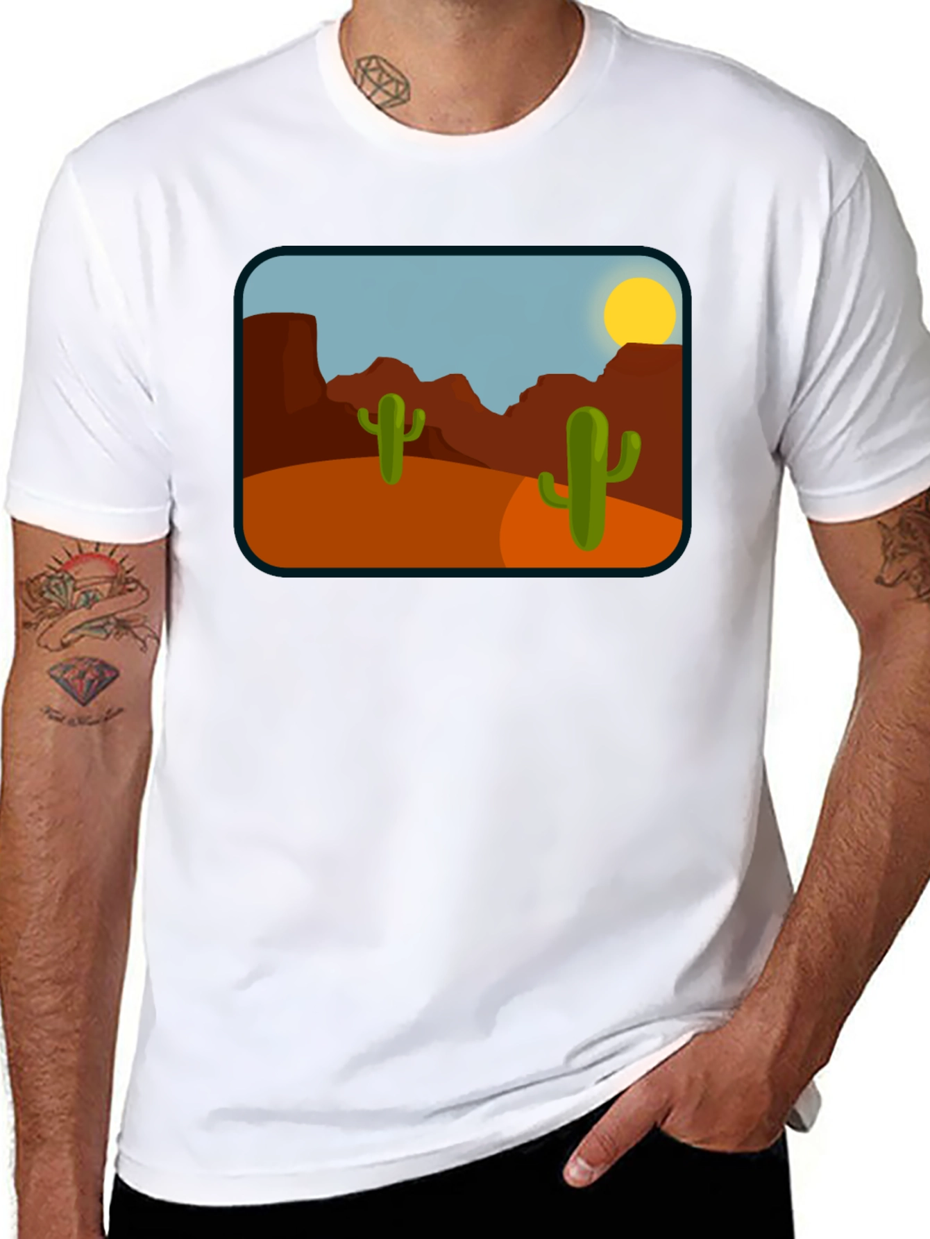 Desert Cactus Graphic T-Shirt - Black