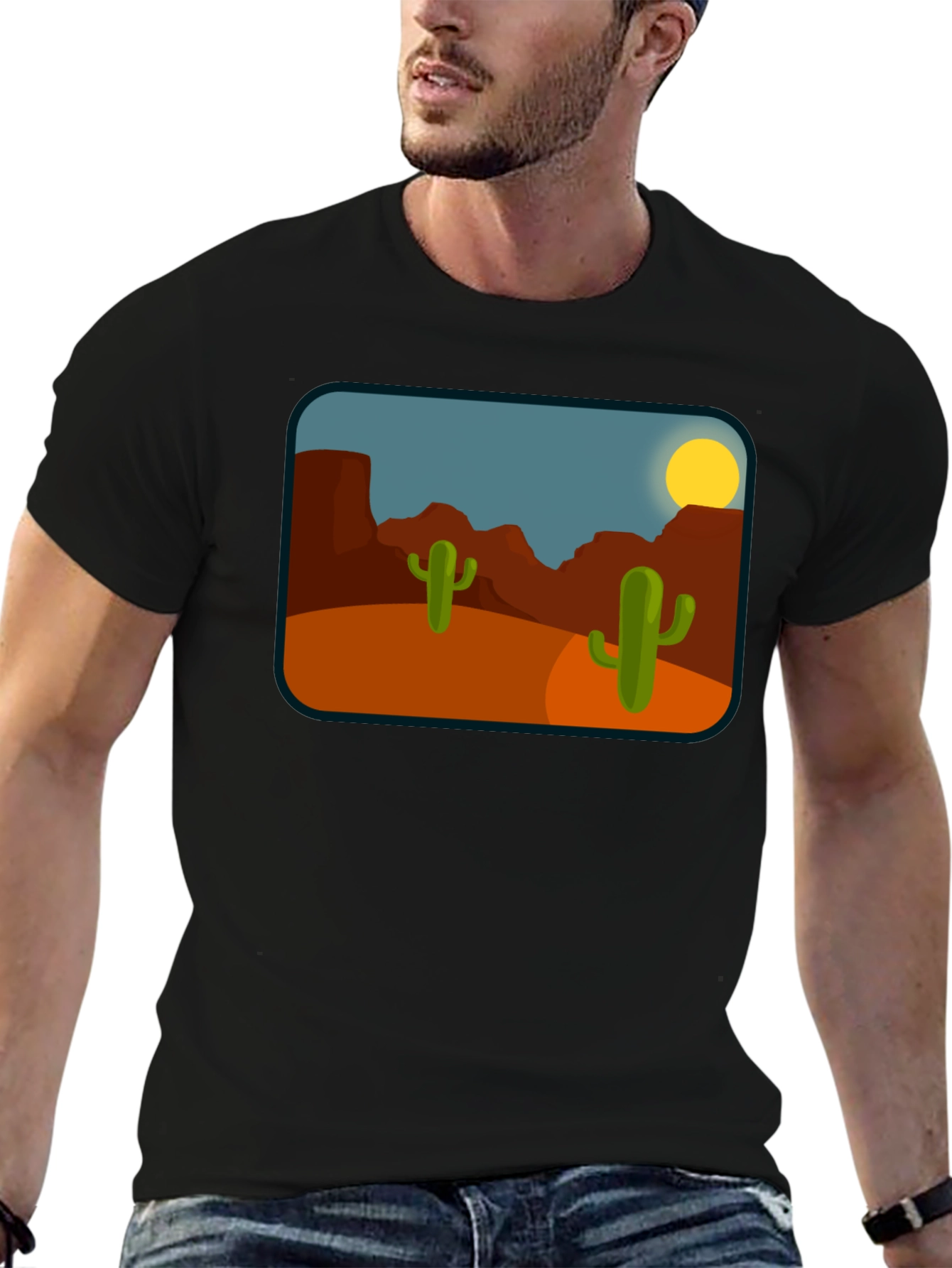 Desert Cactus Graphic T-Shirt - Black