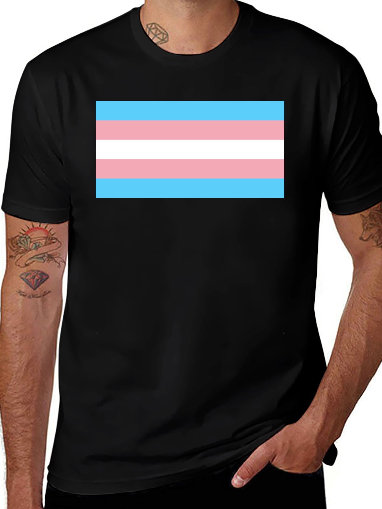 Transgender Pride Flag T-Shirt - Black Tee