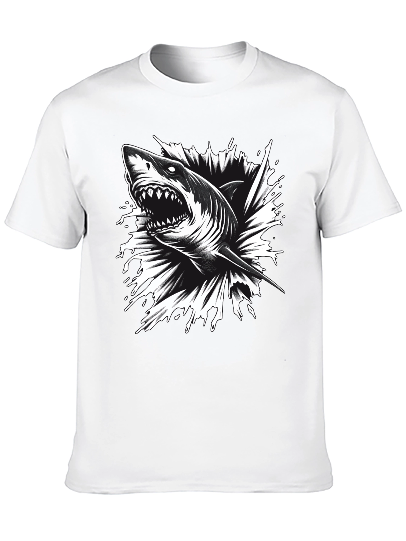 Mens Black Shark Graphic Tee - Bold & Edgy!