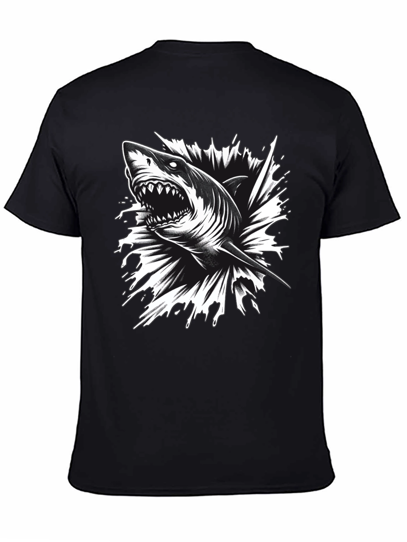 Mens Black Shark Graphic Tee - Bold & Edgy!