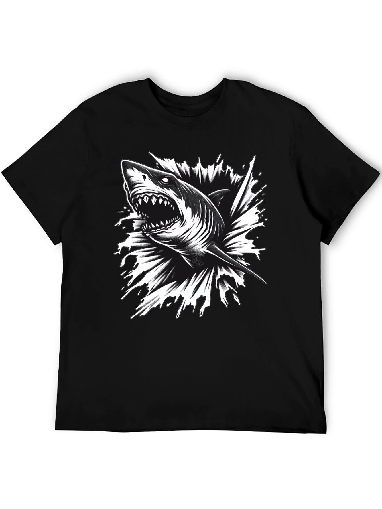 Mens Black Shark Graphic Tee - Bold & Edgy!