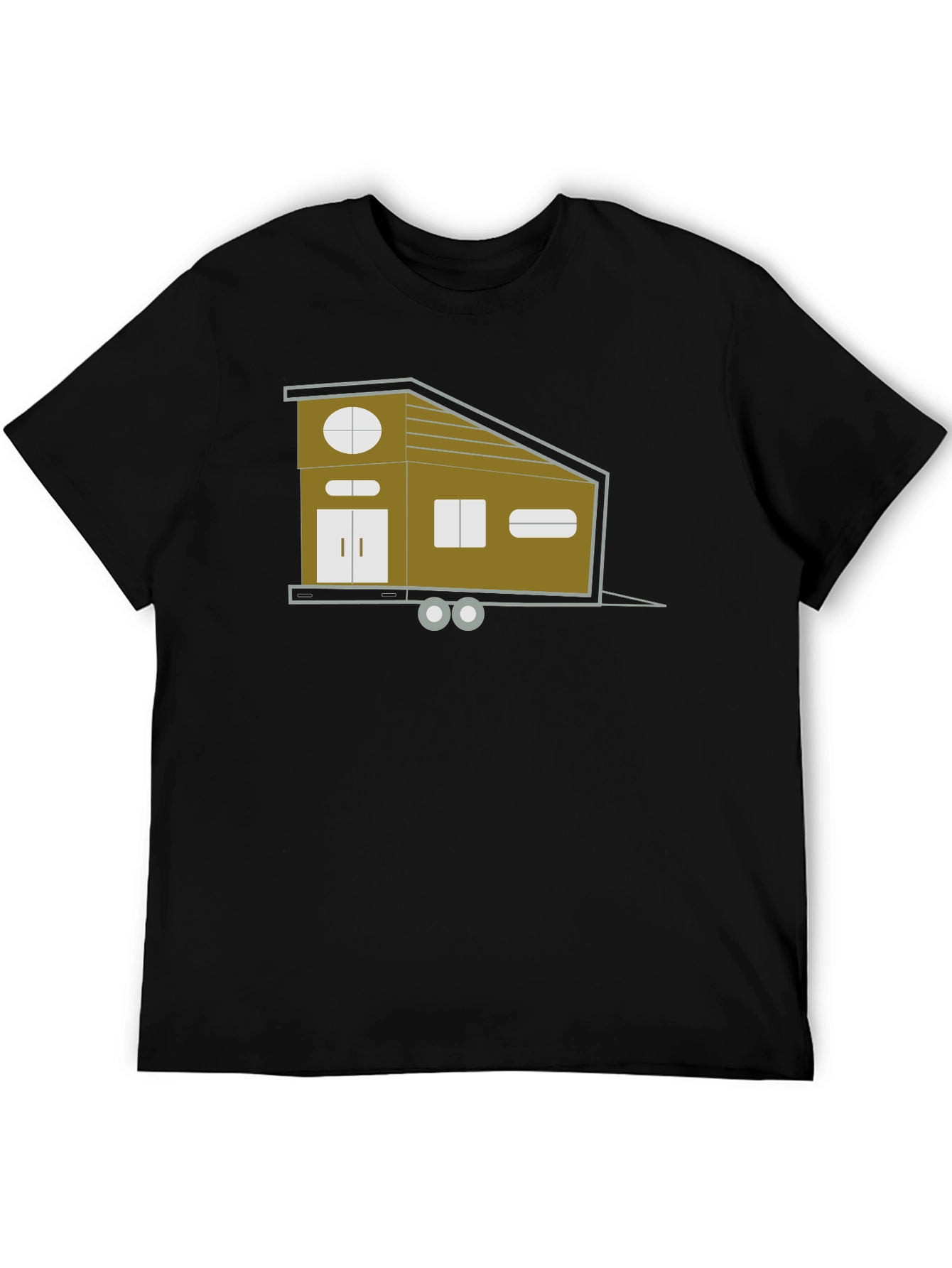 Modern Tiny House Graphic Tee - Black Cotton Blend