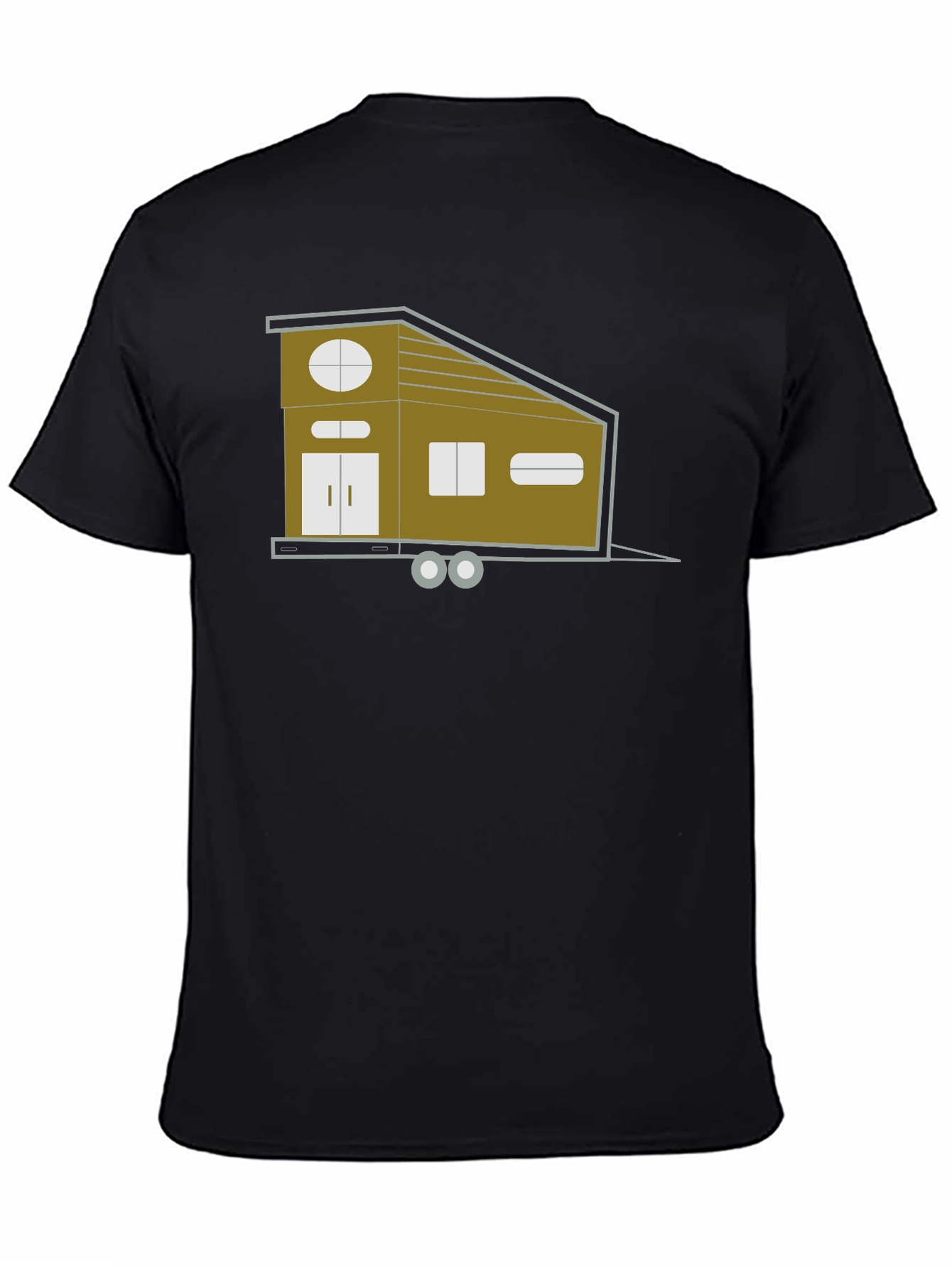 Modern Tiny House Graphic Tee - Black Cotton Blend
