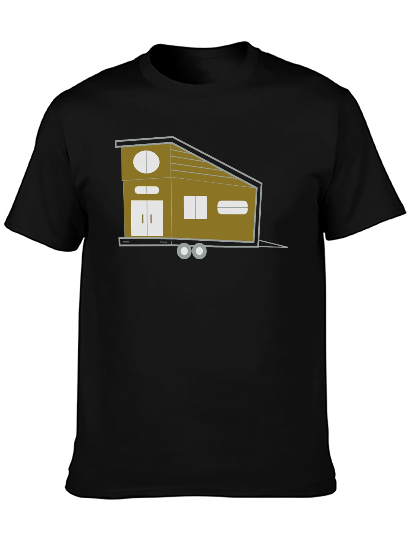 Modern Tiny House Graphic Tee - Black Cotton Blend