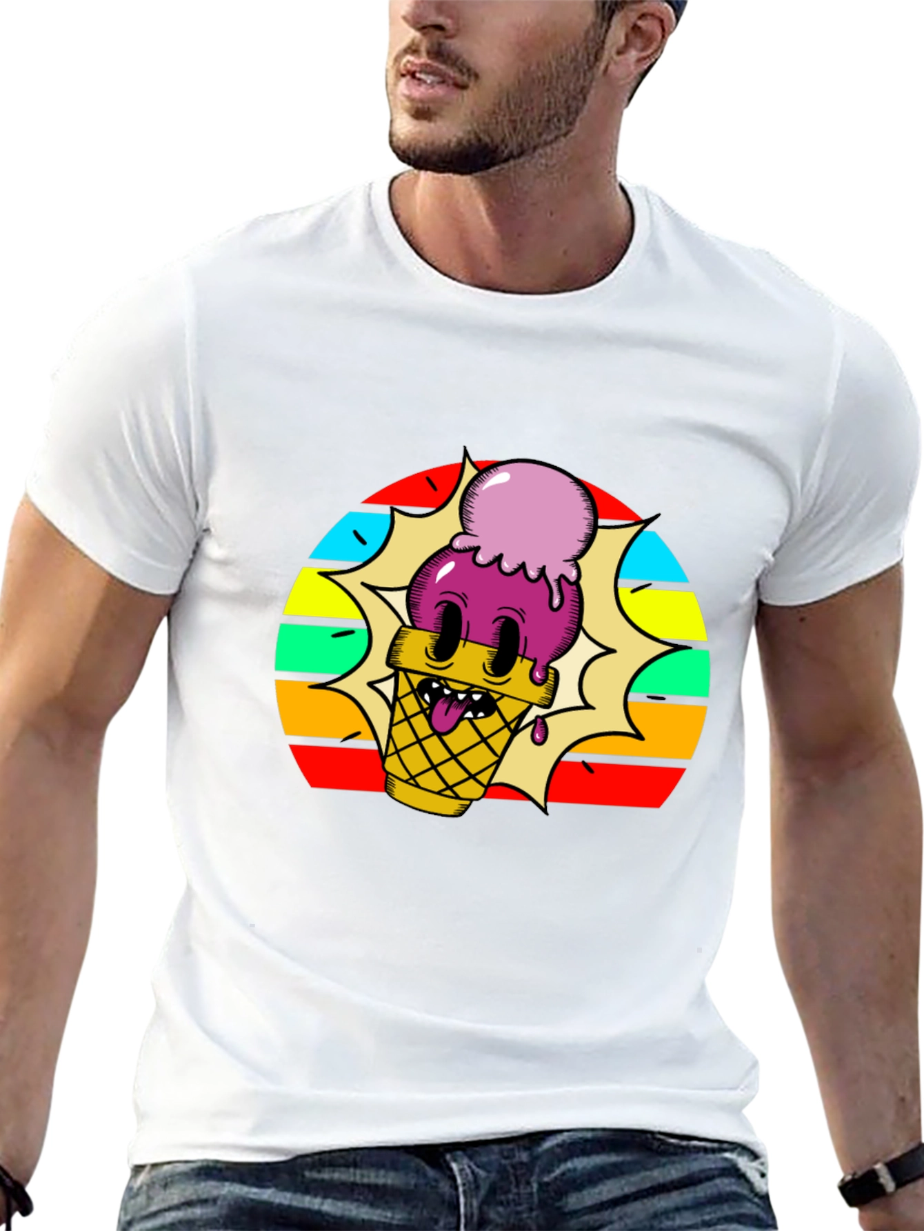 Funky Retro Ice Cream Cone Graphic Tee