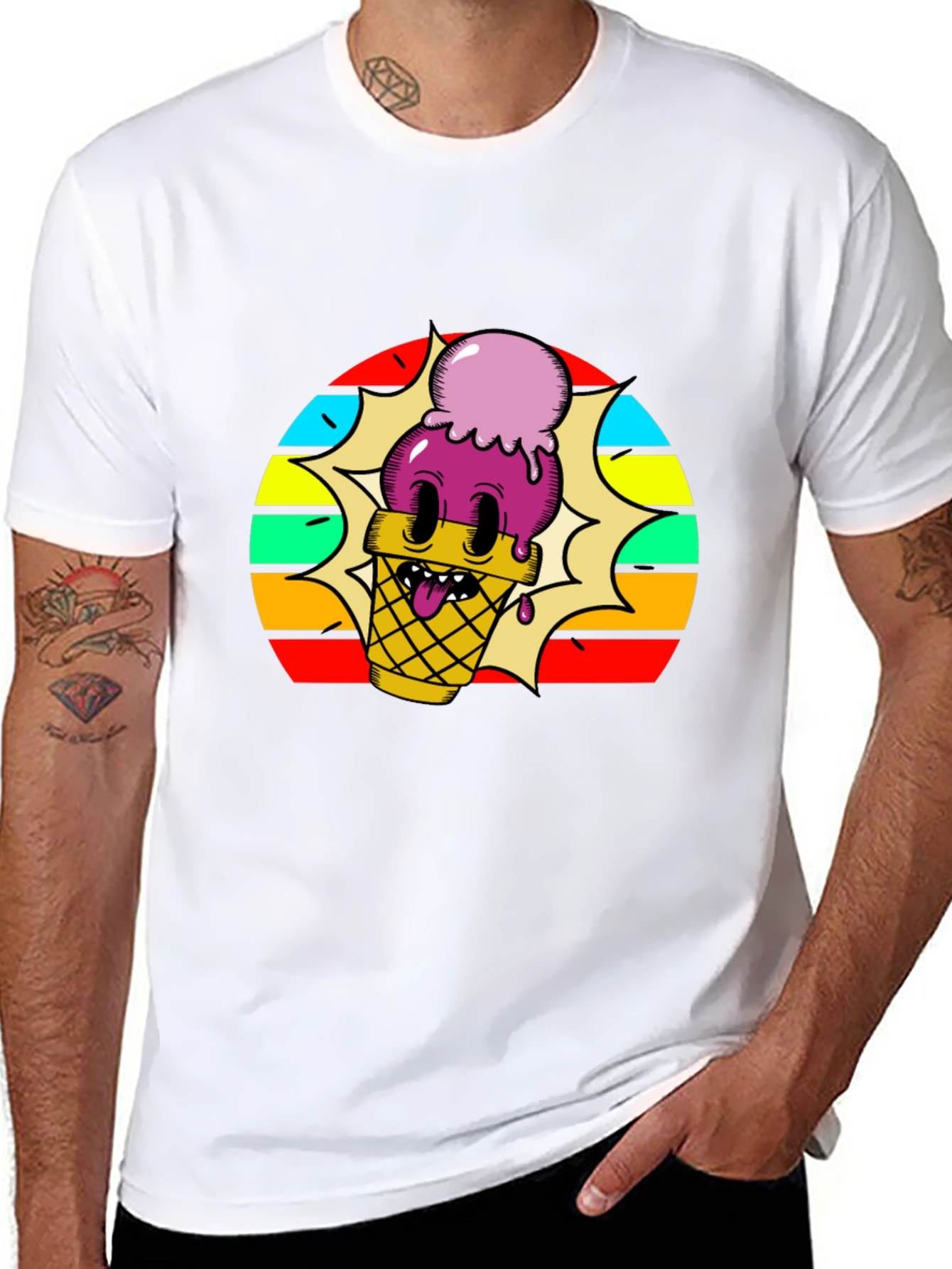 Funky Retro Ice Cream Cone Graphic Tee