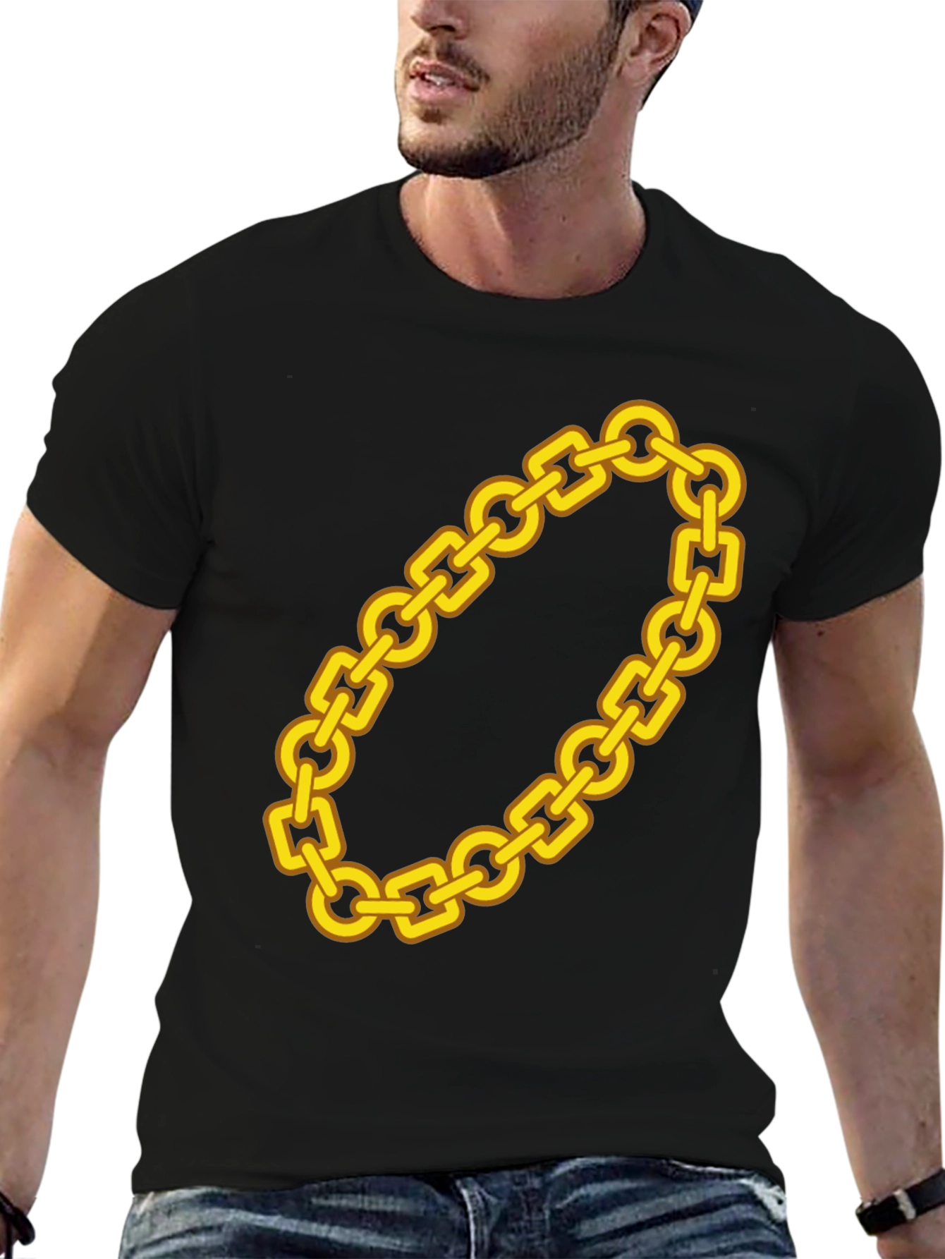 Gold Chain Graphic Tee - Bold Statement Shirt