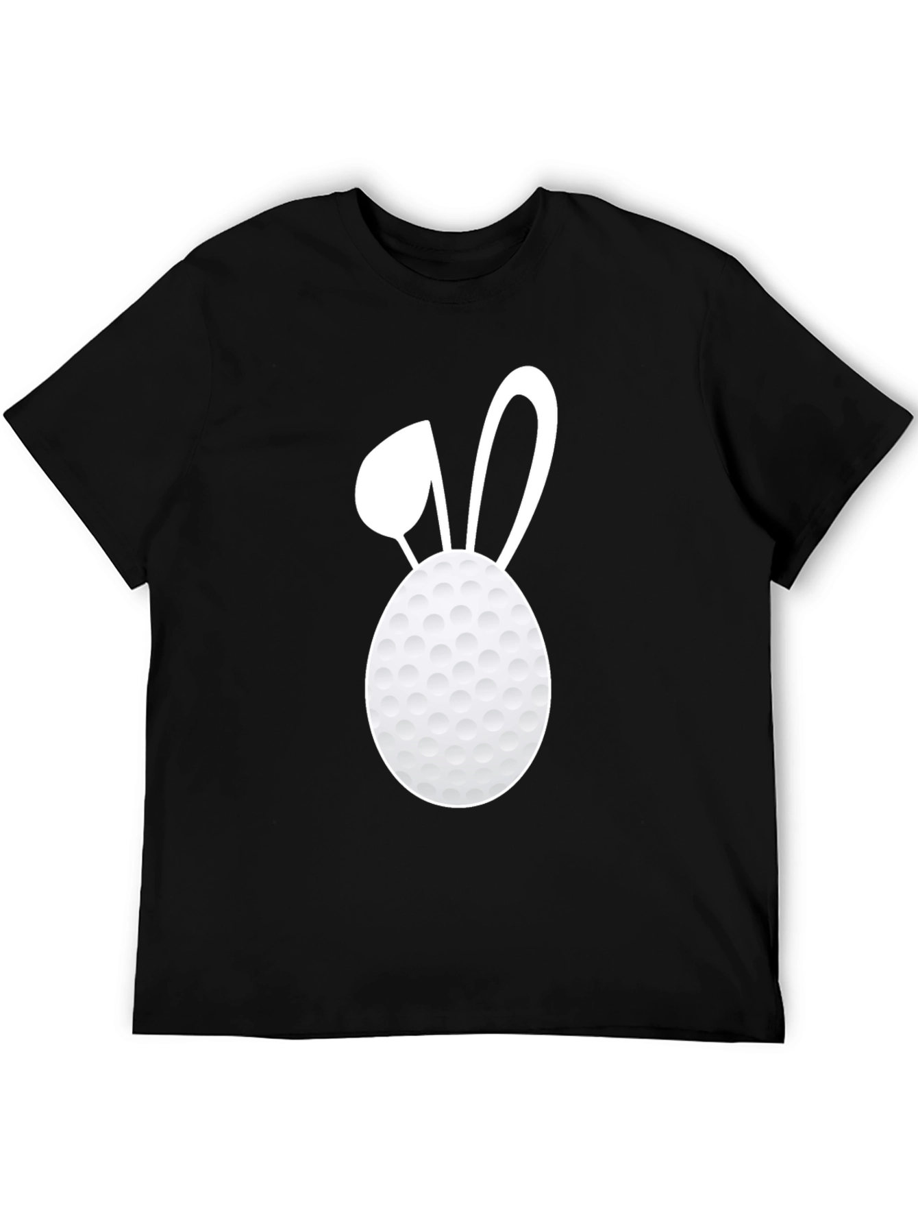 Golf Ball Easter Bunny Tee - Black Cotton T-Shirt