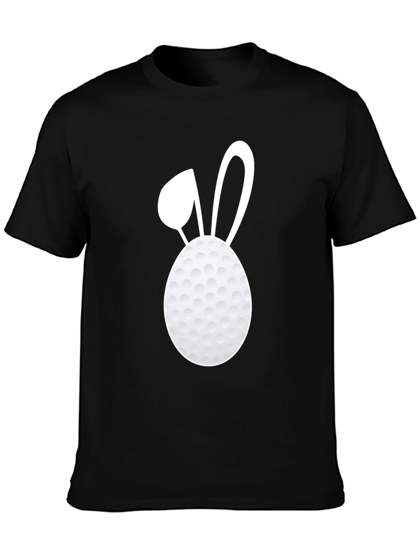 Golf Ball Easter Bunny Tee - Black Cotton T-Shirt