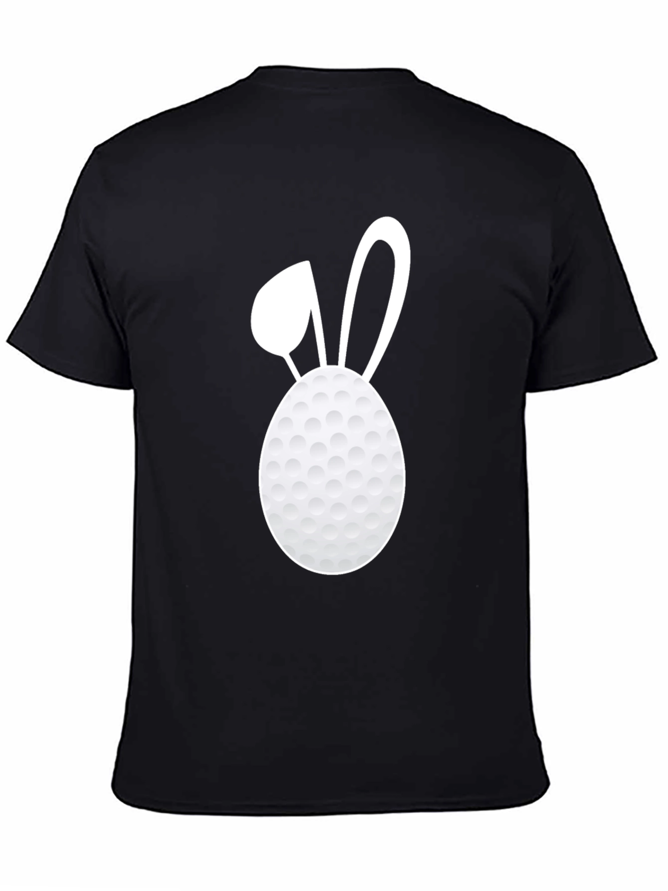 Golf Ball Easter Bunny Tee - Black Cotton T-Shirt