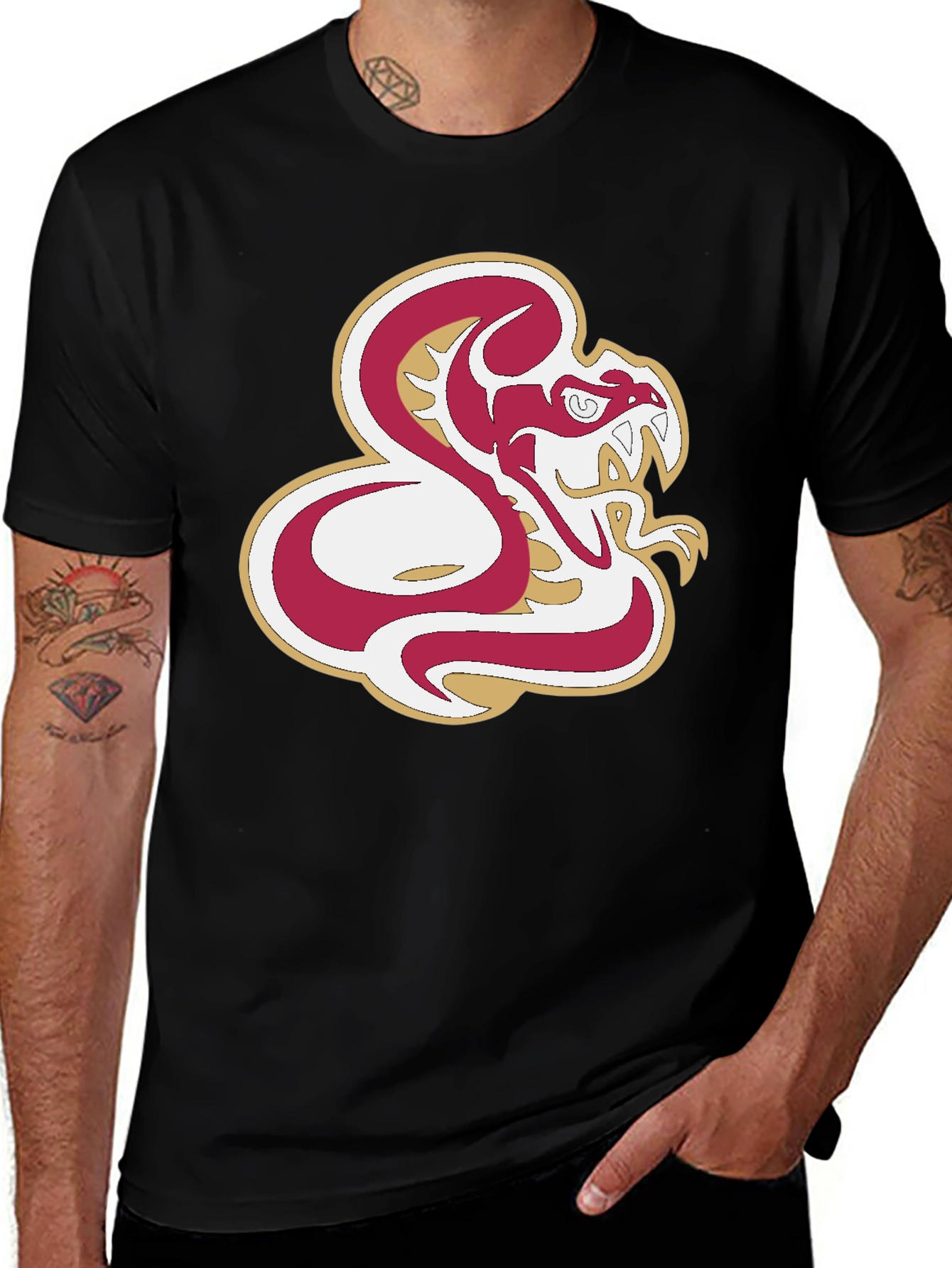 Bold Snake Graphic Tee - Black Cotton Comfort