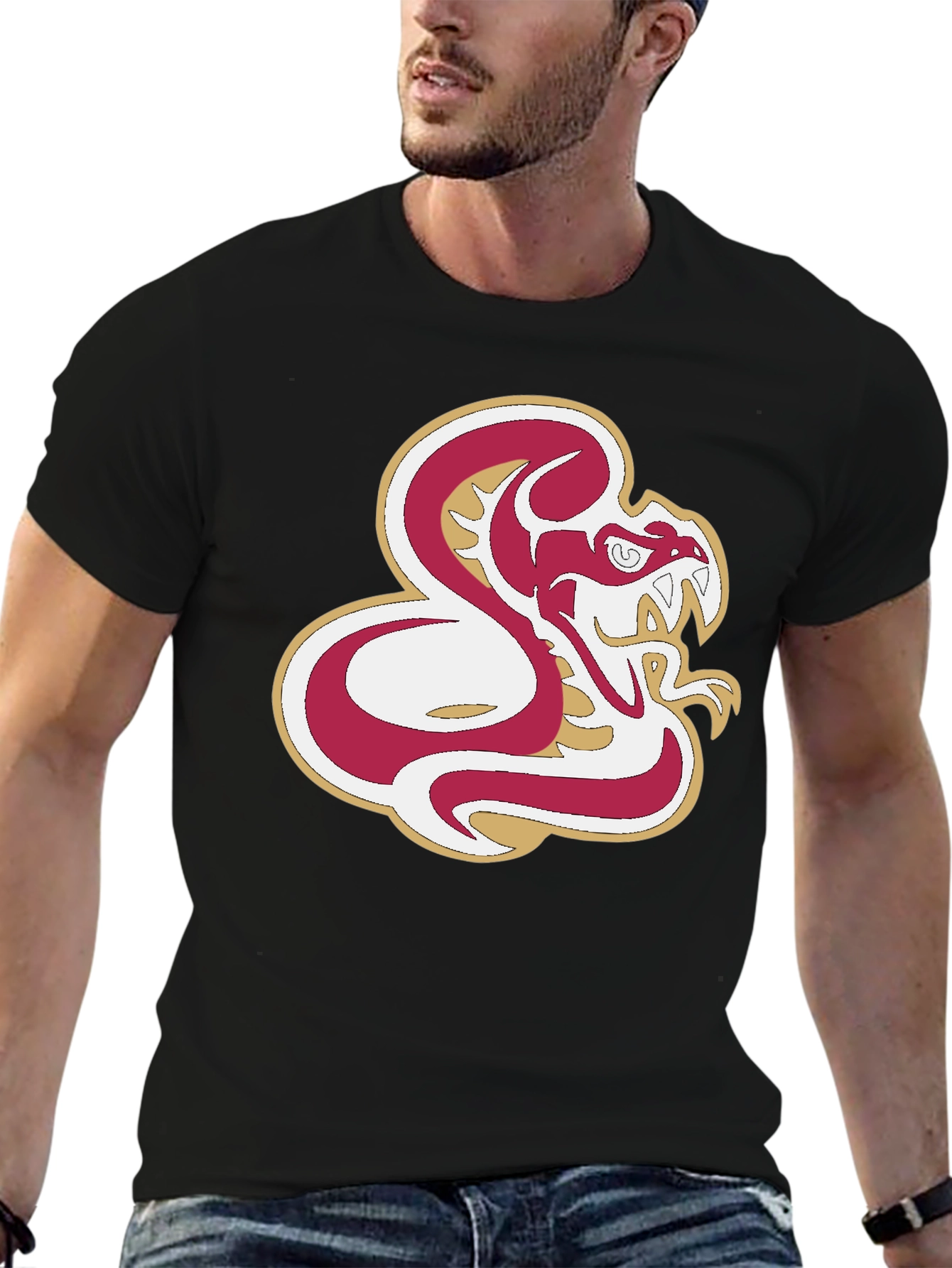 Bold Snake Graphic Tee - Black Cotton Comfort