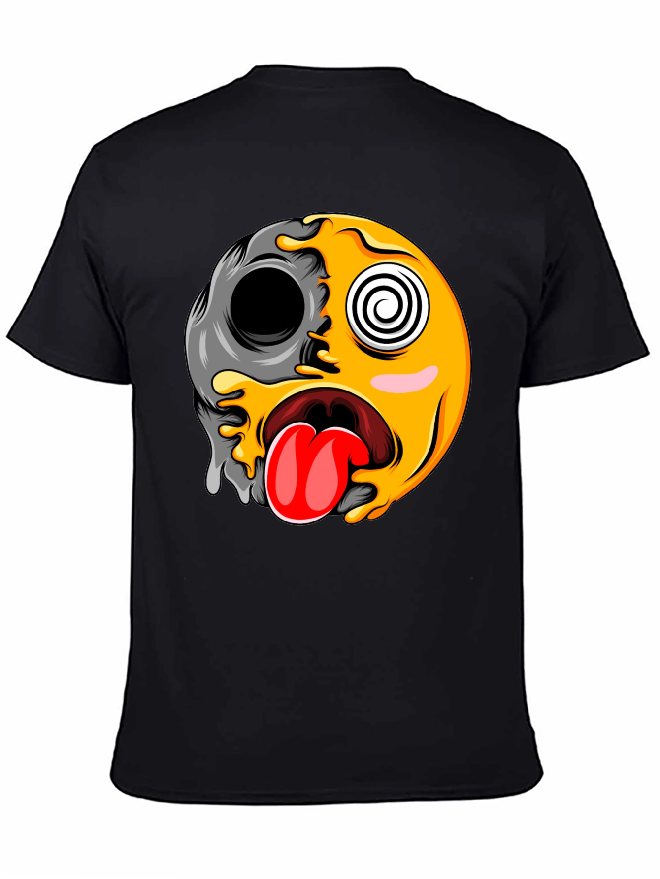 Funny Emoji Graphic Print Black T-Shirt