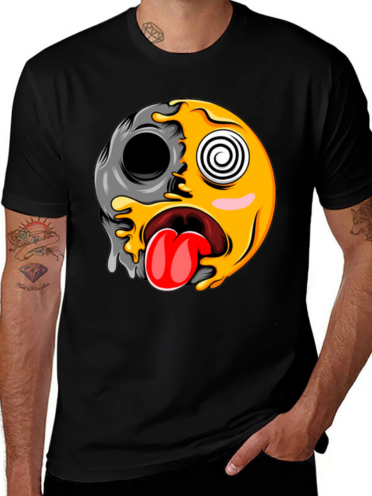 Funny Emoji Graphic Print Black T-Shirt