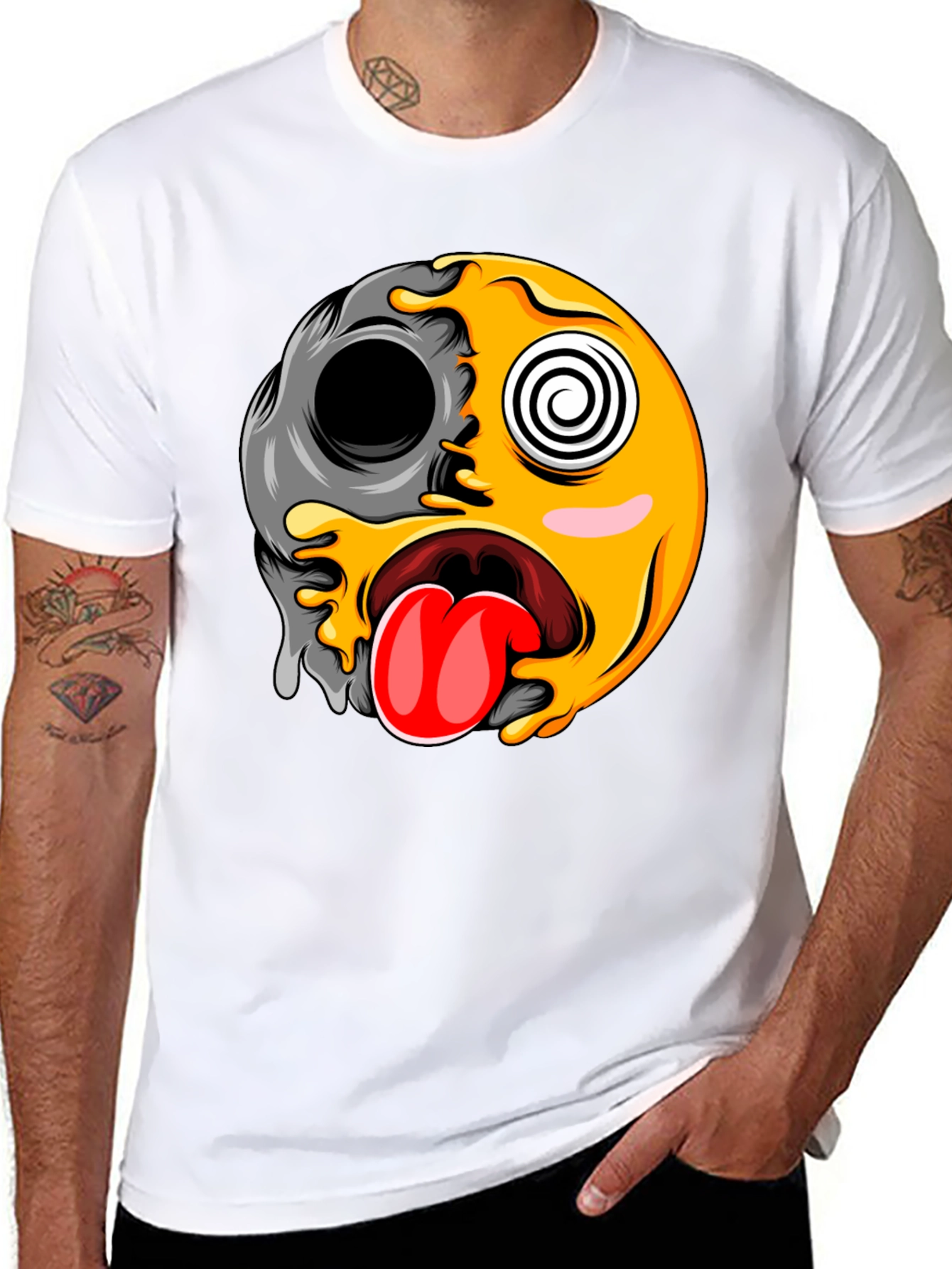 Funny Emoji Graphic Print Black T-Shirt