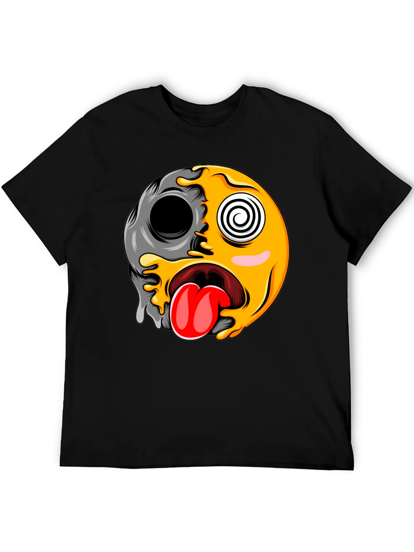 Funny Emoji Graphic Print Black T-Shirt