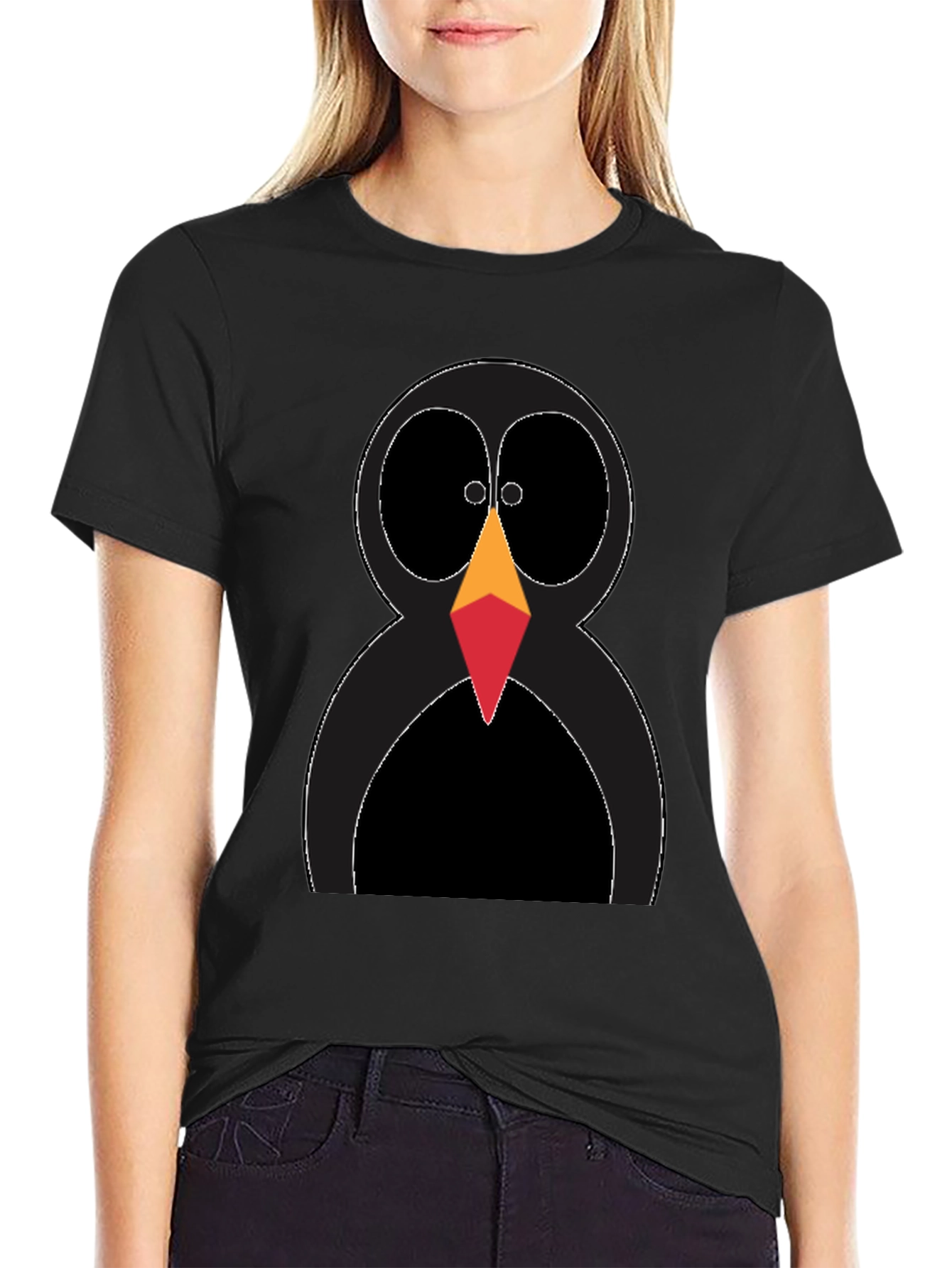 Funky Penguin Graphic Tee - Black Cotton T-Shirt