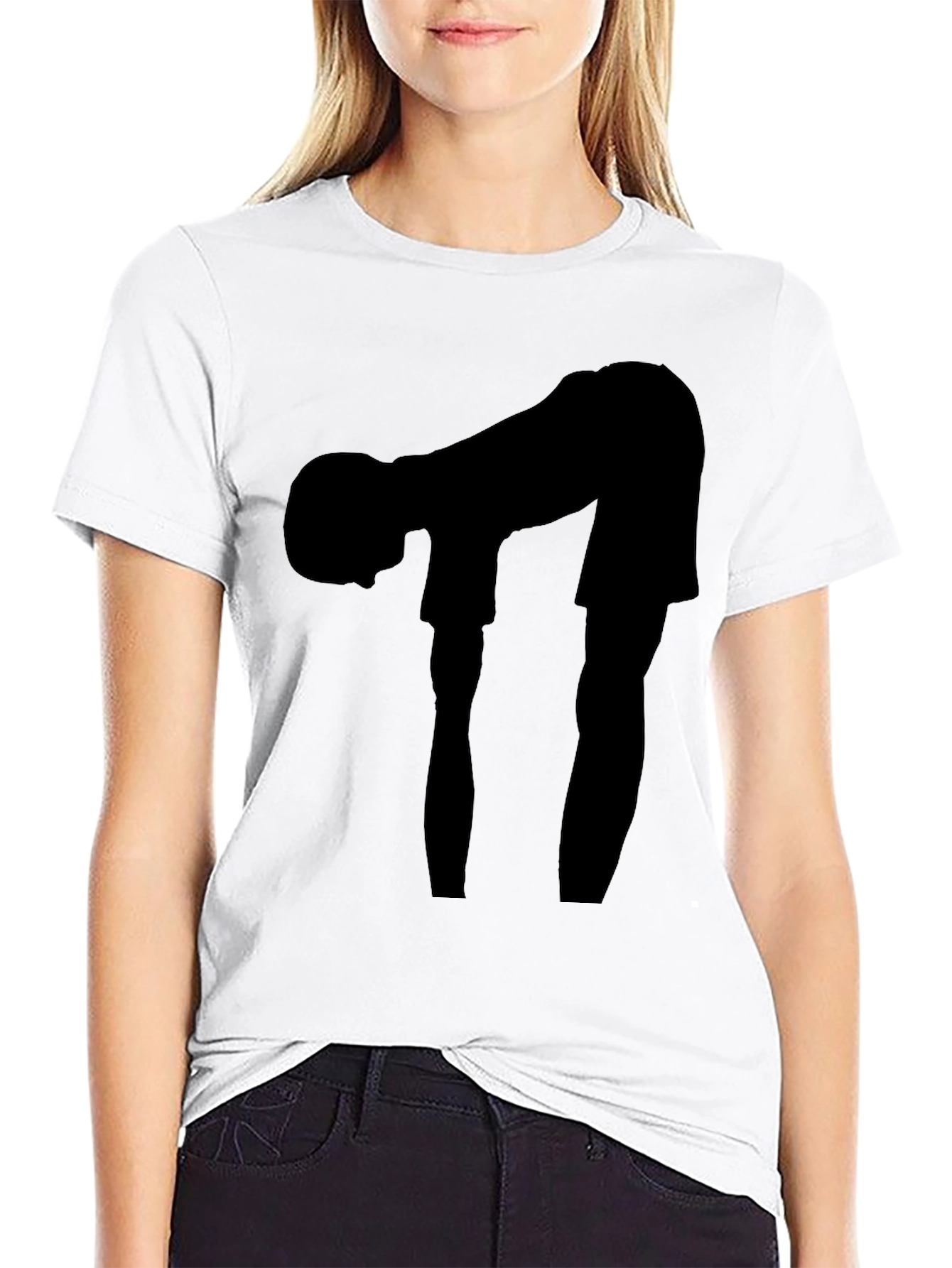 Silhouette Bending Over Black T-Shirt