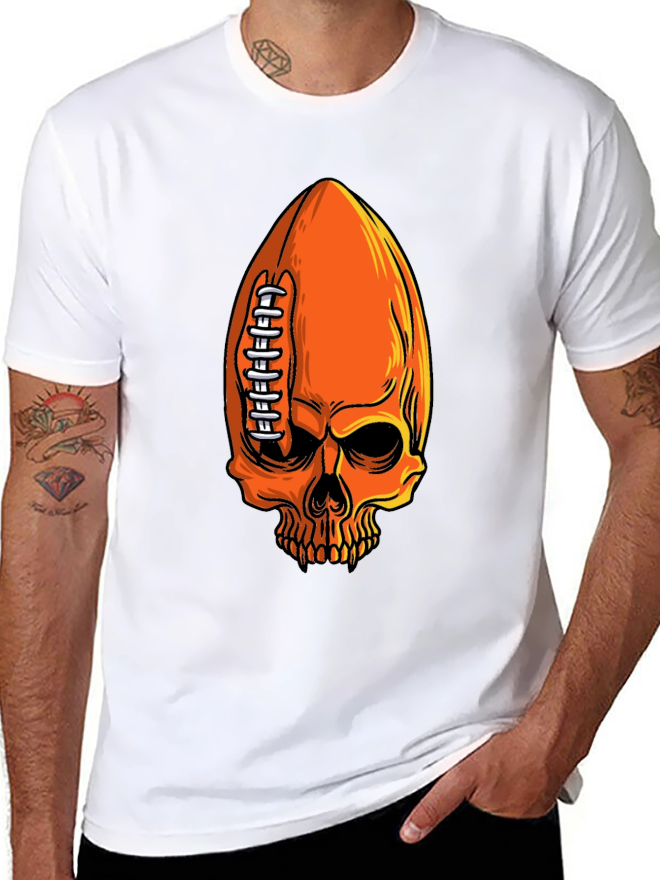 Skull Football T-Shirt - Spooky Sportswear