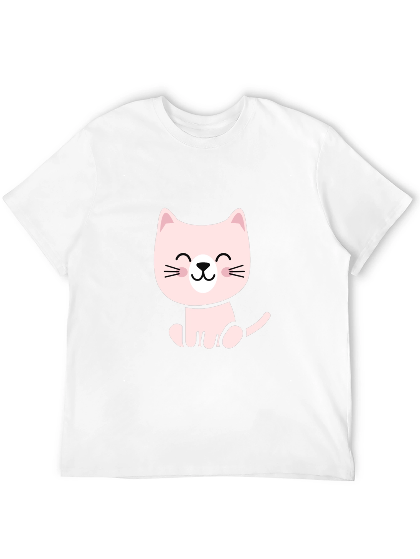 Cute Cartoon Cat Black T-Shirt