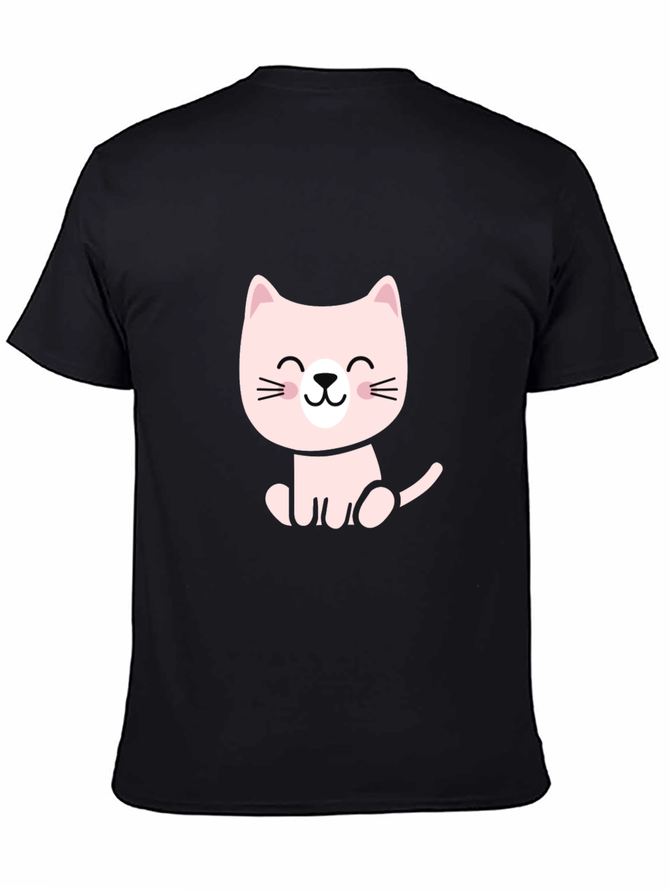Cute Cartoon Cat Black T-Shirt