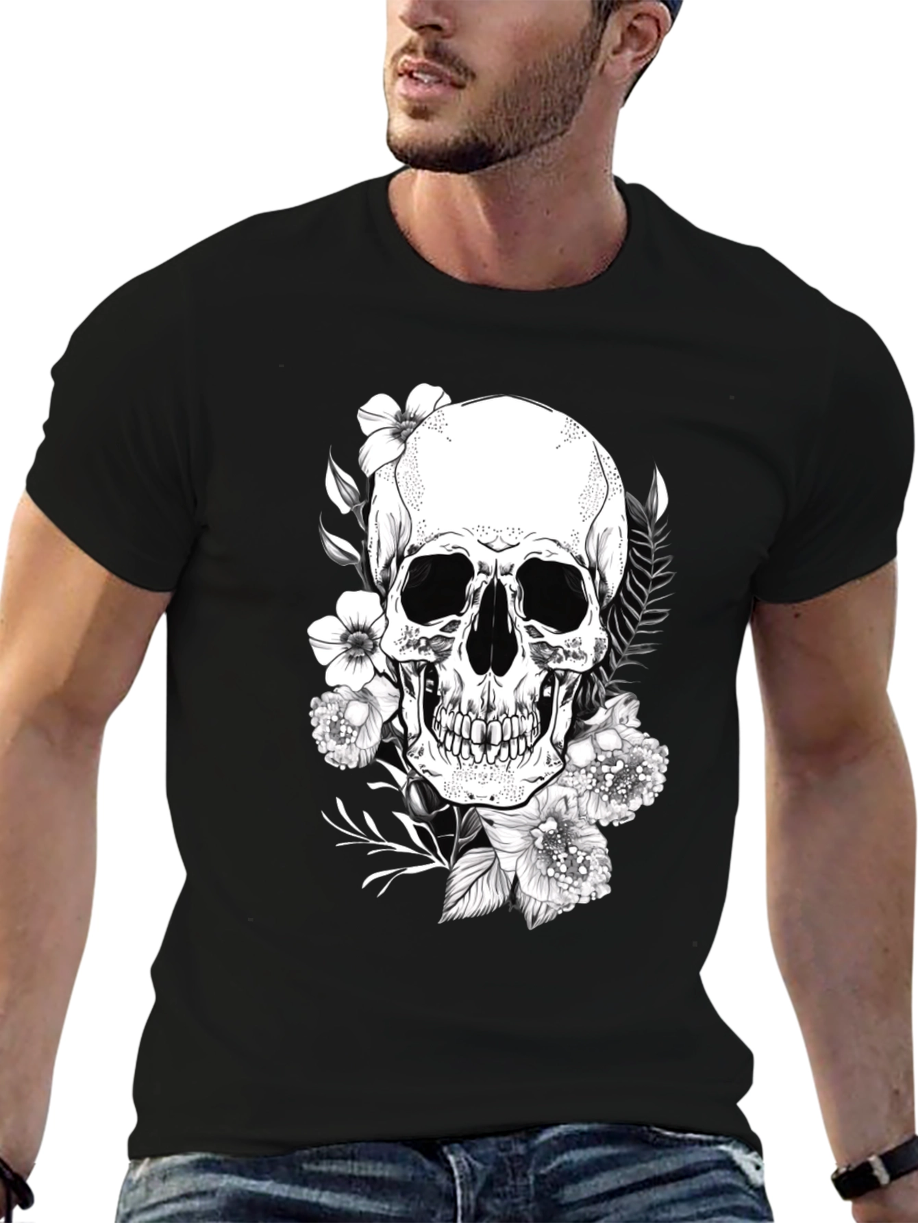 Skull & Floral Graphic Tee