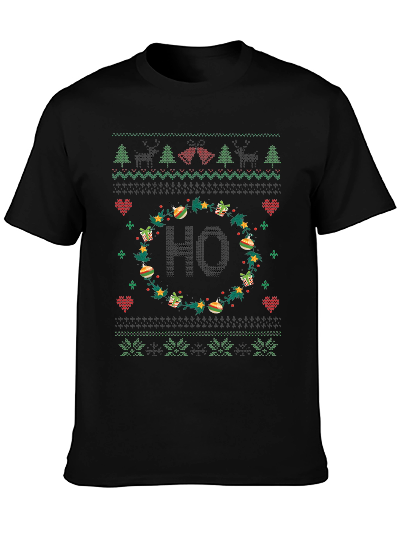 Festive HO Christmas Sweater Pattern T-Shirt